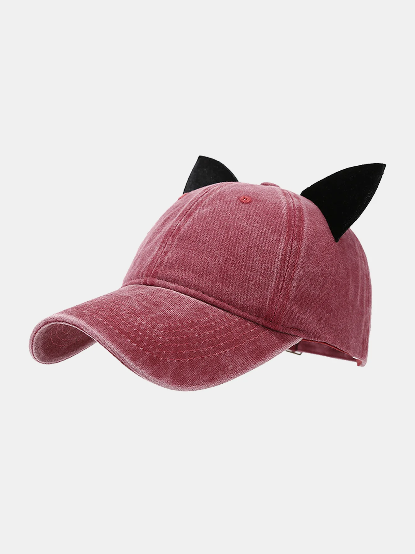 Velvet Cat Ear Design Washed Baseball Cap - Image 3