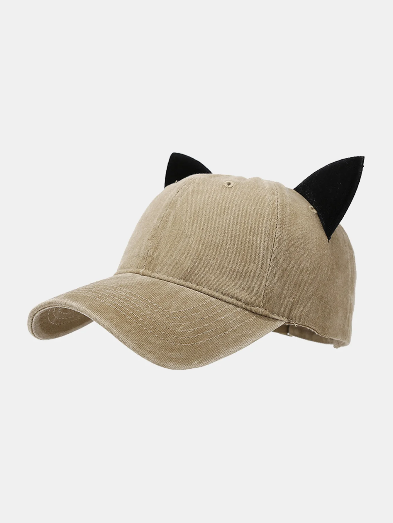 Velvet Cat Ear Design Washed Baseball Cap - Image 4