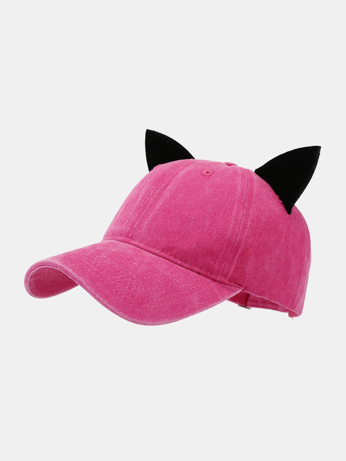 Velvet Cat Ear Design Washed Baseball Cap - Image 5