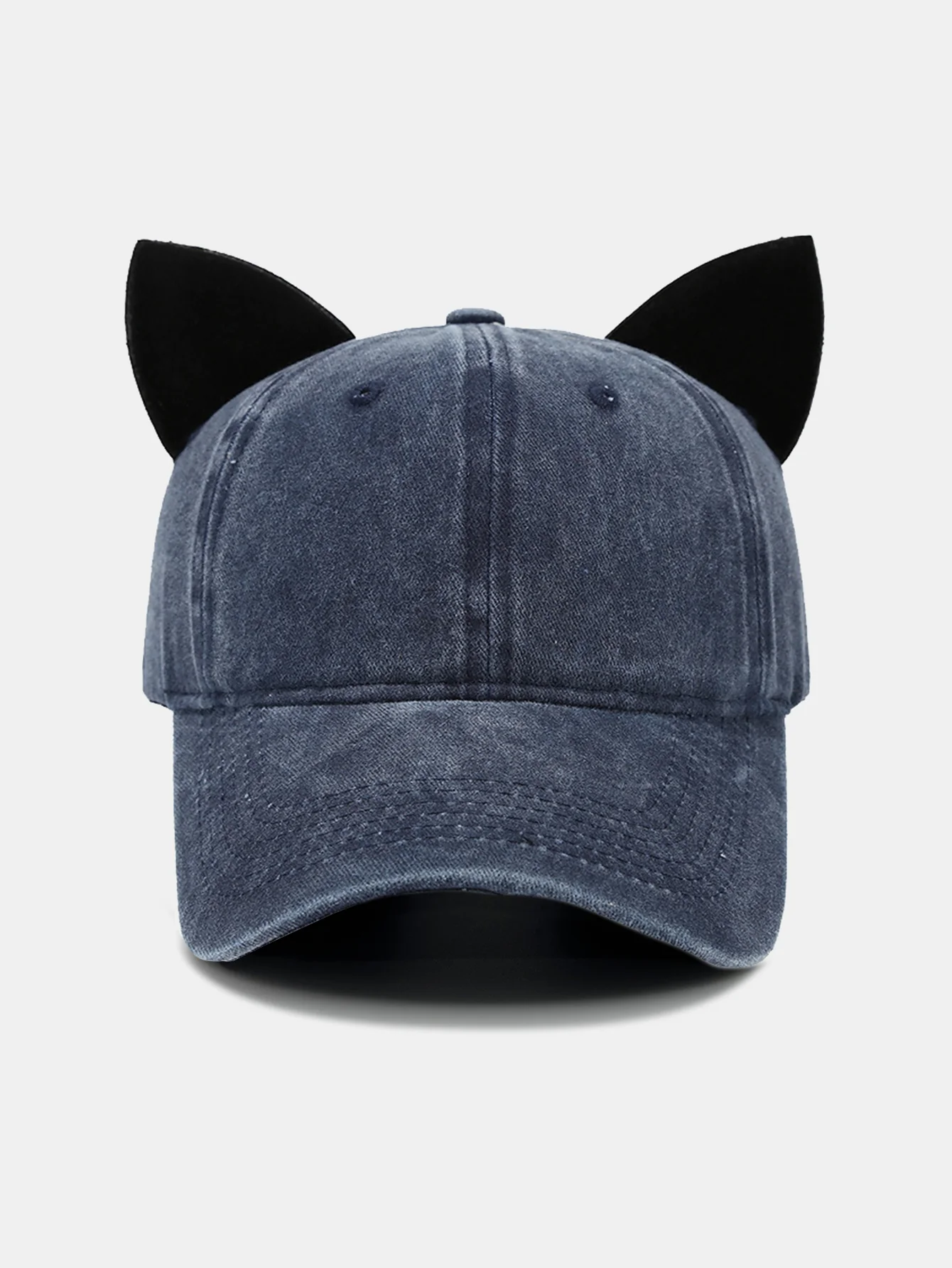 Velvet Cat Ear Design Washed Baseball Cap - Image 6