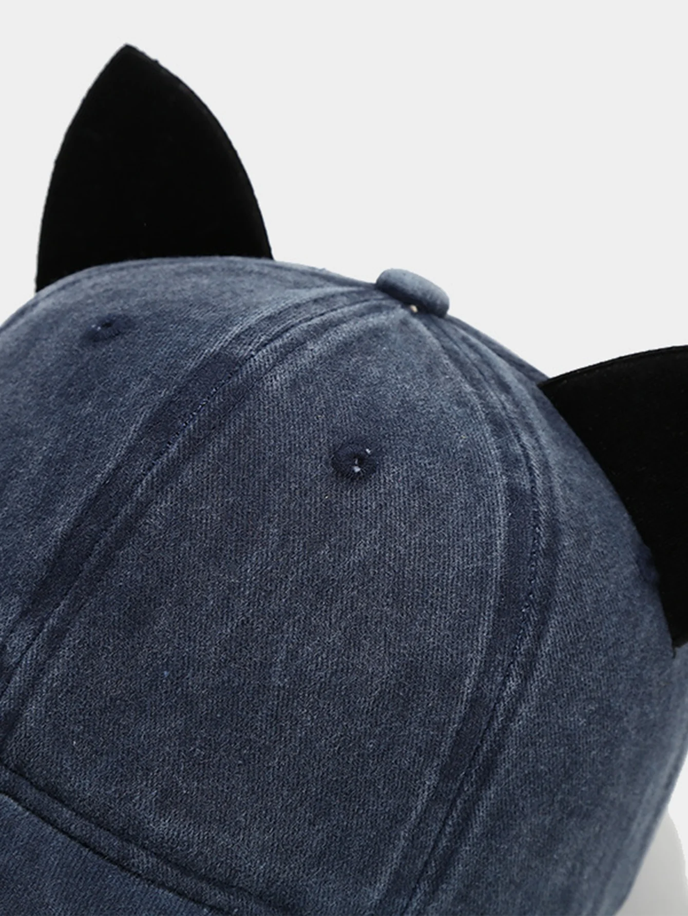Velvet Cat Ear Design Washed Baseball Cap - Image 9