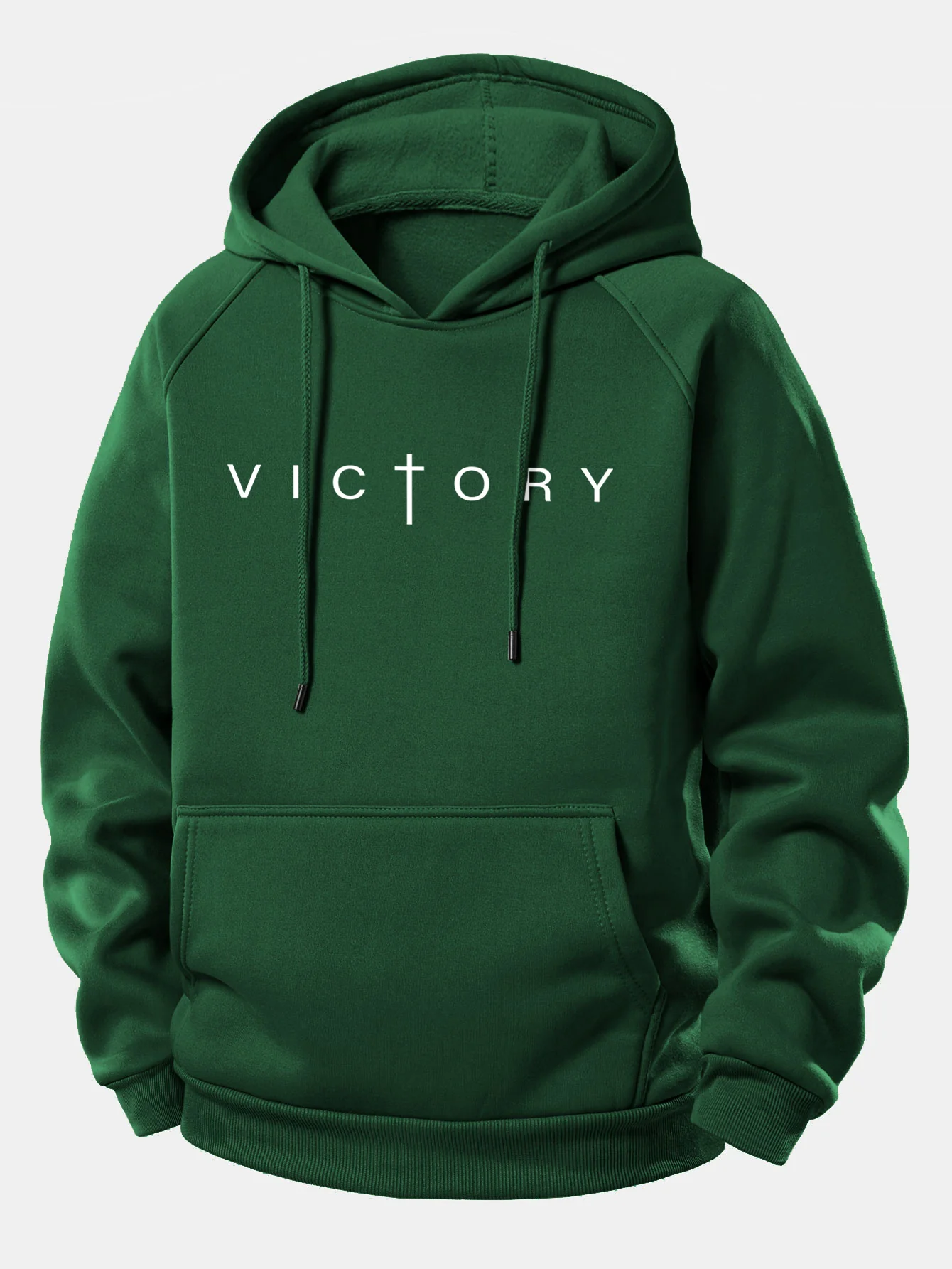 Victory Slogan Print Drawstring Hoodie - Image 10