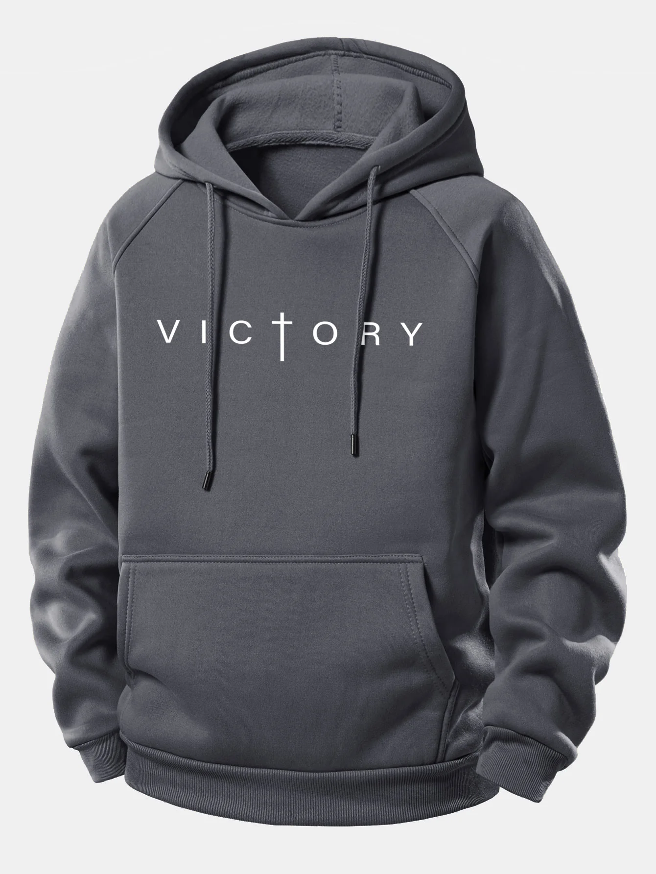 Victory Slogan Print Drawstring Hoodie - Image 11