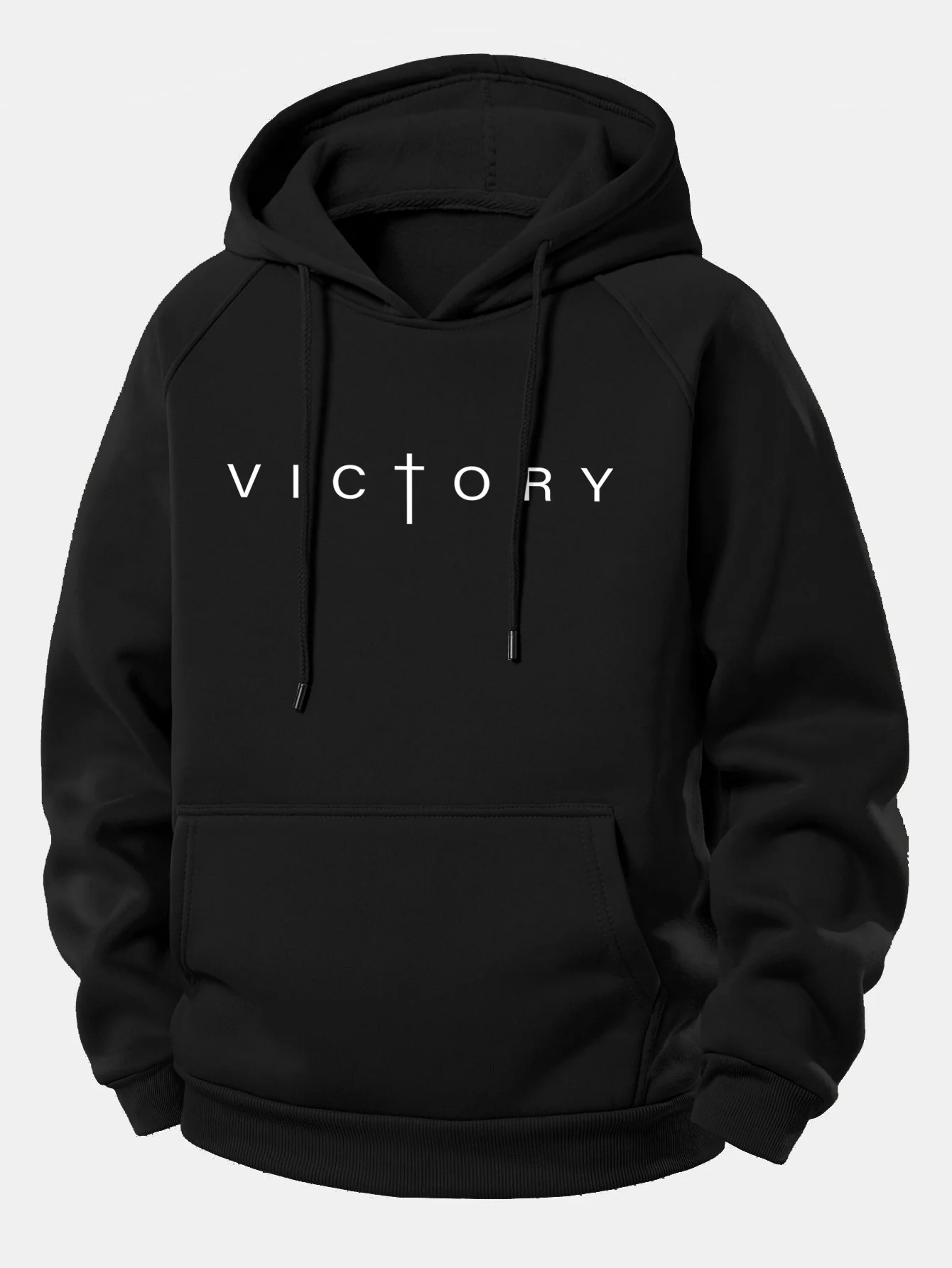 Victory Slogan Print Drawstring Hoodie - Image 2