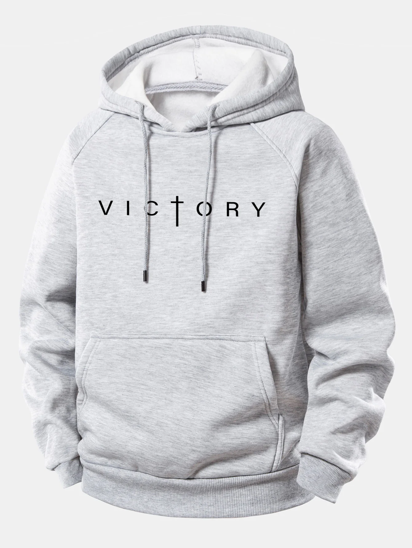 Victory Slogan Print Drawstring Hoodie - Image 4