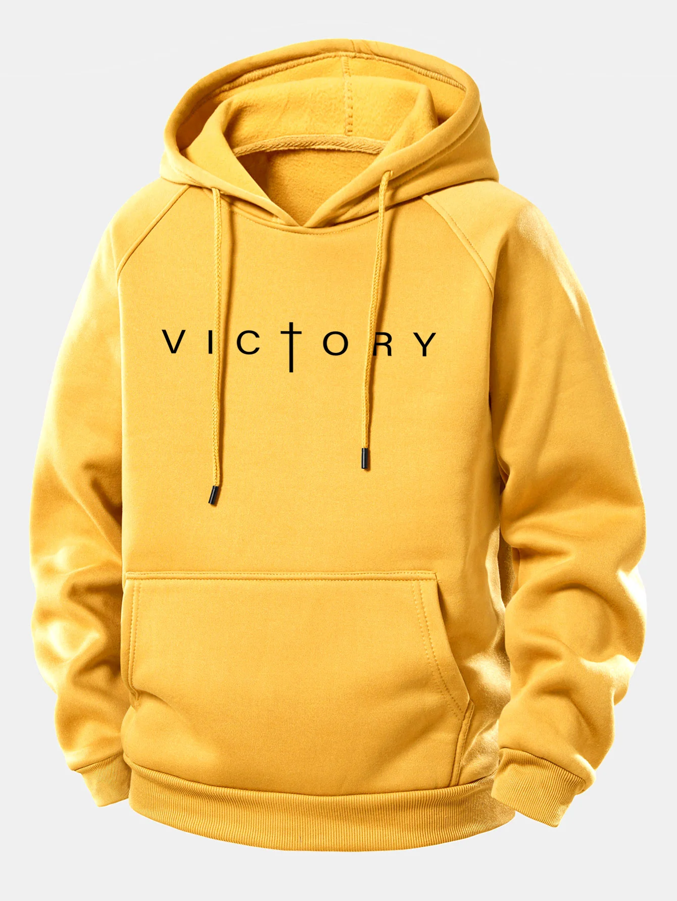 Victory Slogan Print Drawstring Hoodie - Image 5