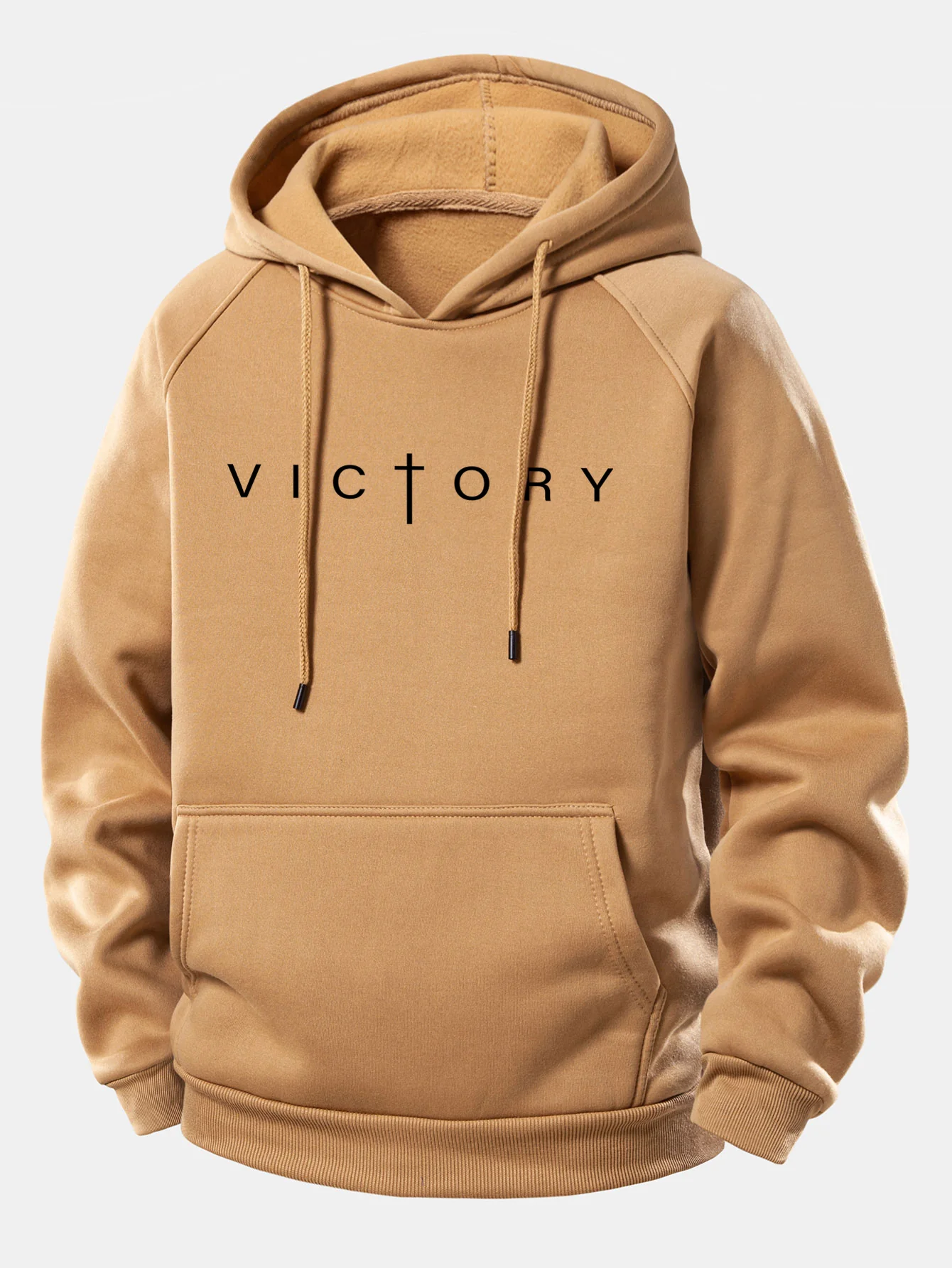 Victory Slogan Print Drawstring Hoodie - Image 6