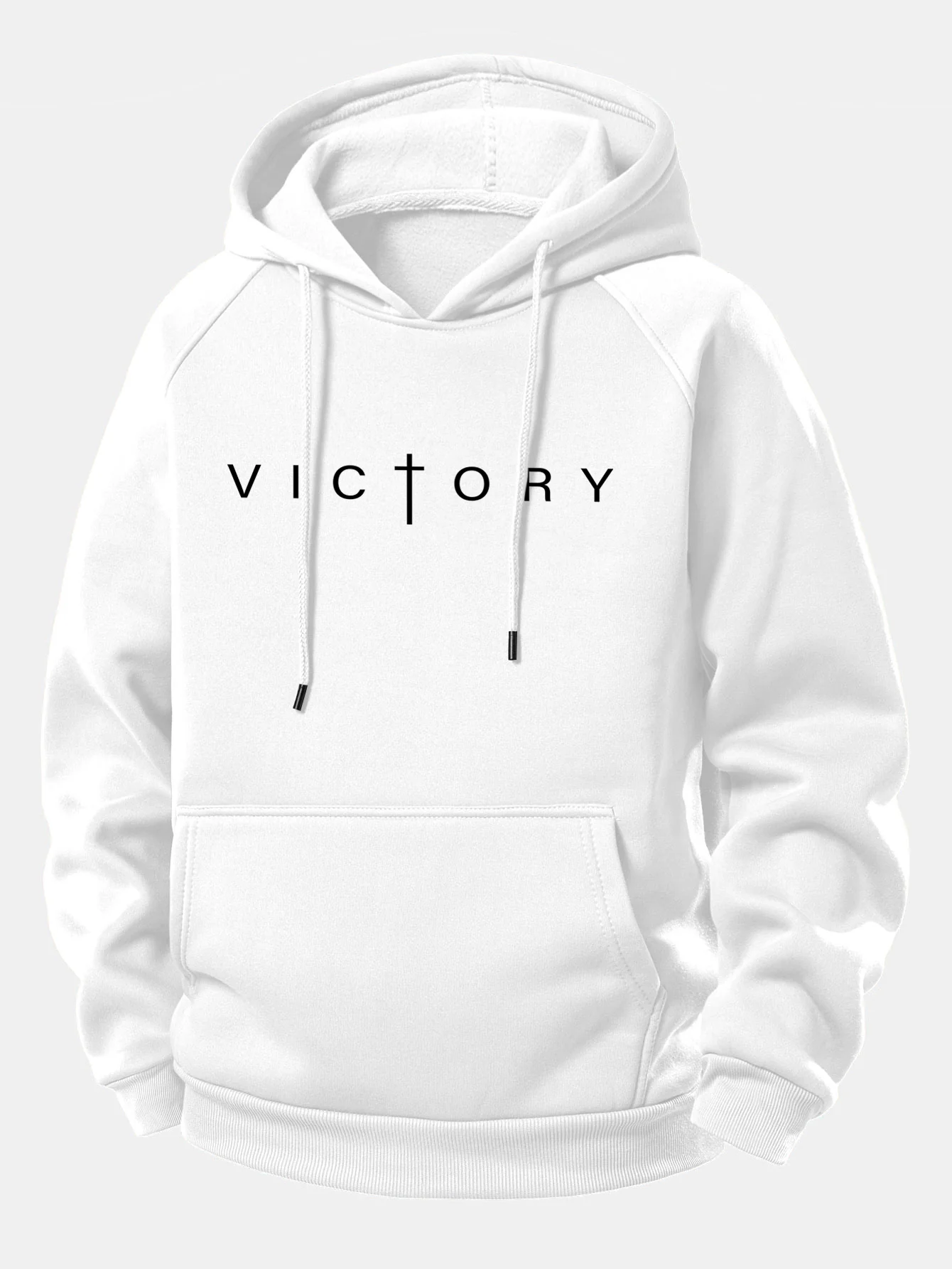 Victory Slogan Print Drawstring Hoodie - Image 9