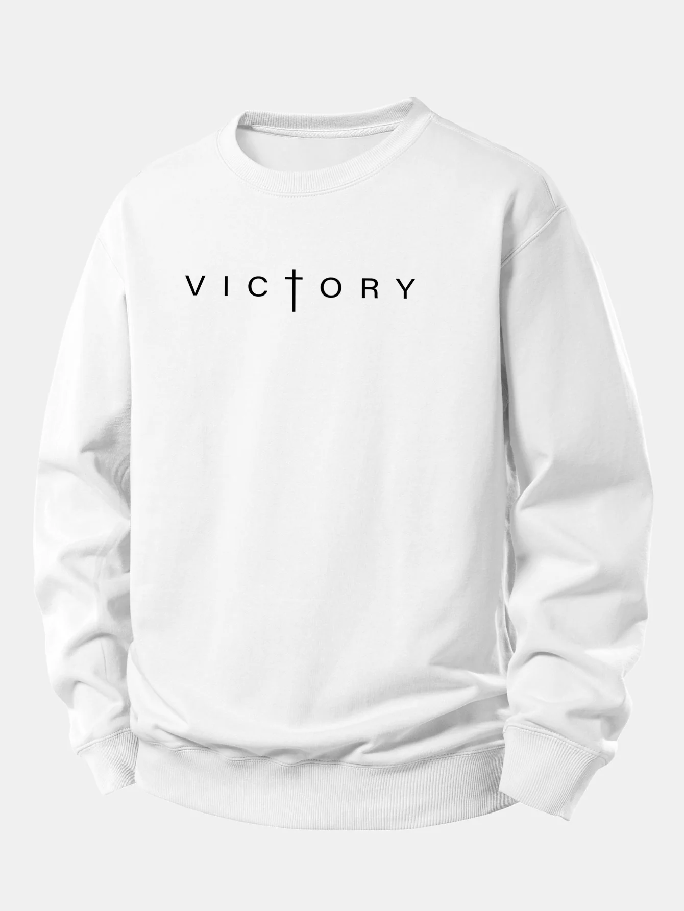 Victory Slogan Druck Locker Geschnittenes Sweatshirt - Image 2