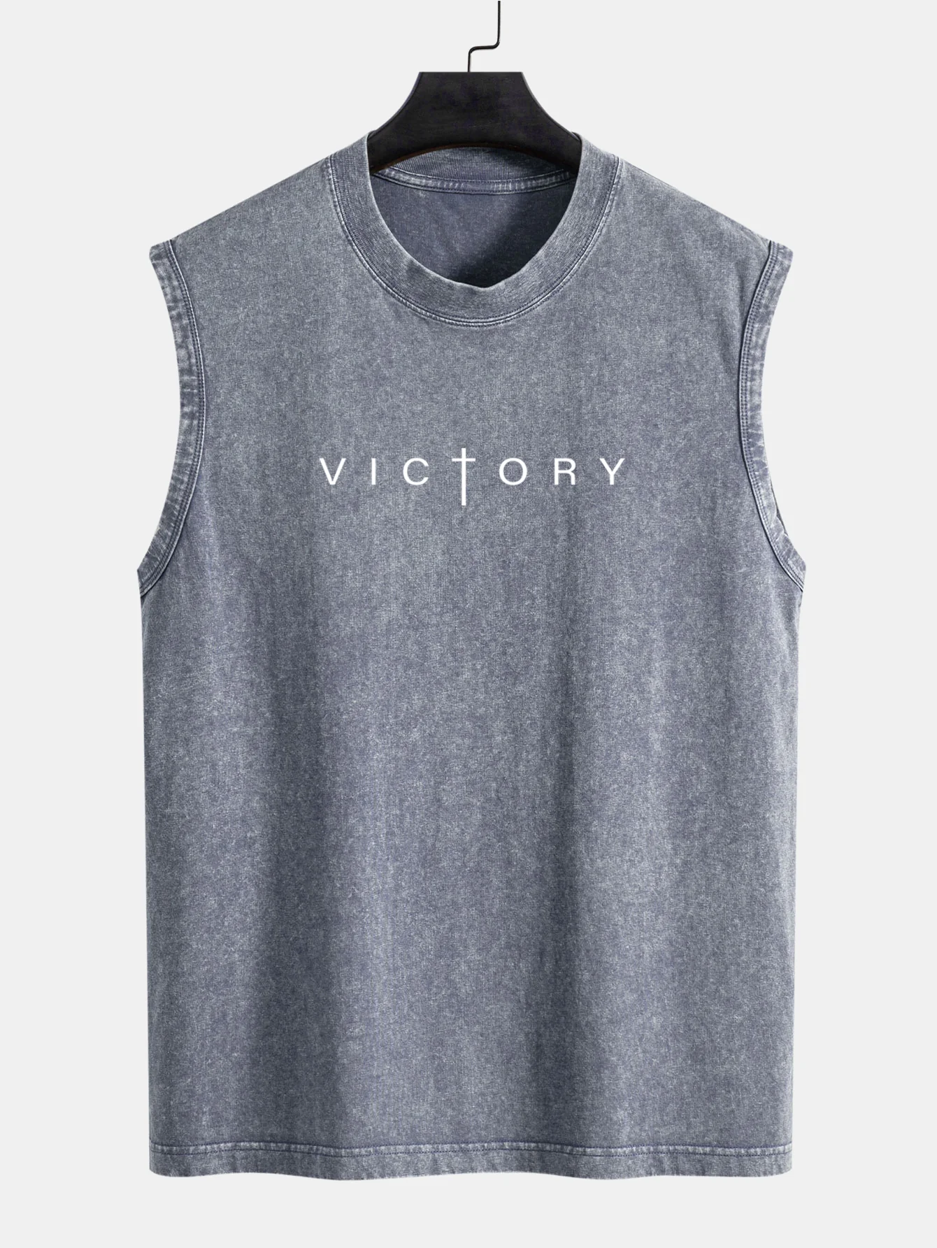 Victory Slogan Print Gewaschenes Verwaschenes Tanktop - Image 2