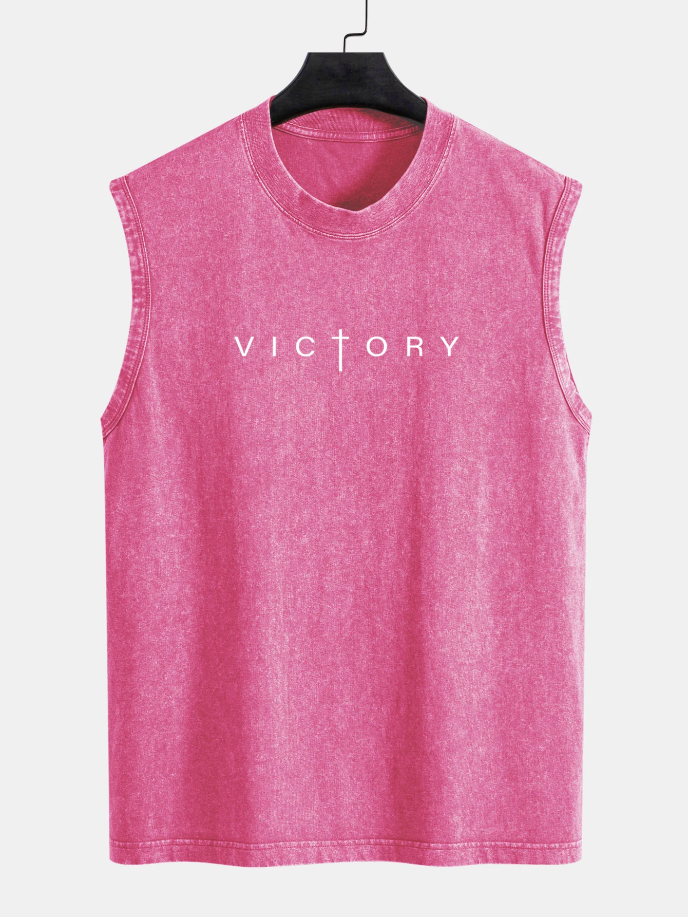 Victory Slogan Print Gewaschenes Verwaschenes Tanktop - Image 4