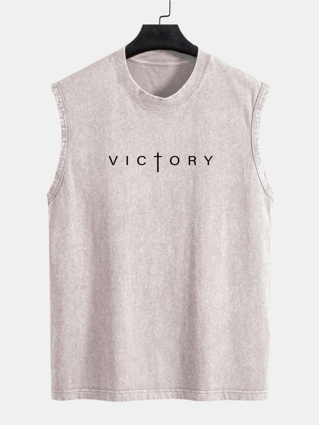 Victory Slogan Print Gewaschenes Verwaschenes Tanktop - Image 5