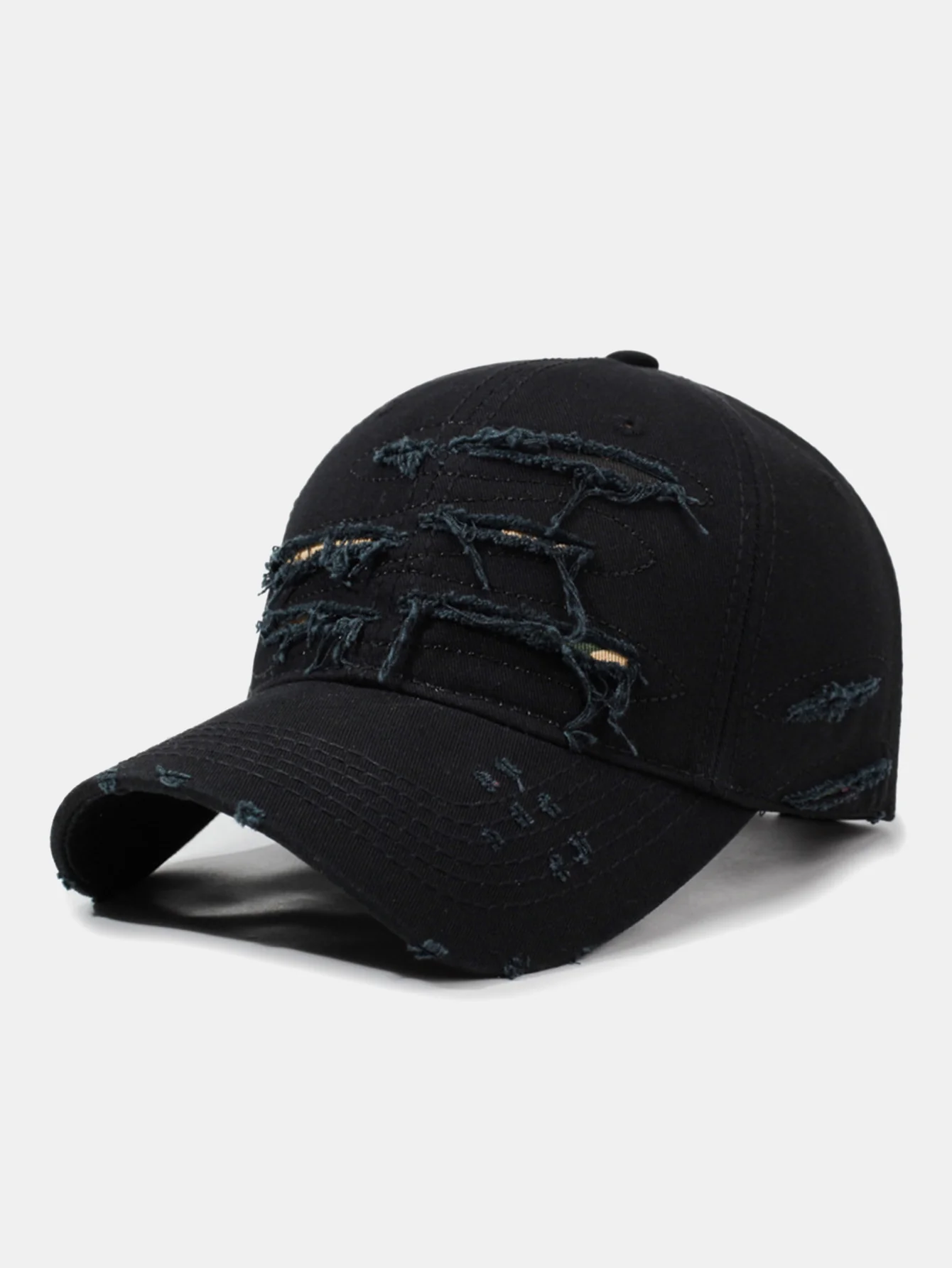 Vintage Baseball Cap With Irregular Distressed Frayed Edges And Tassels - Image 3