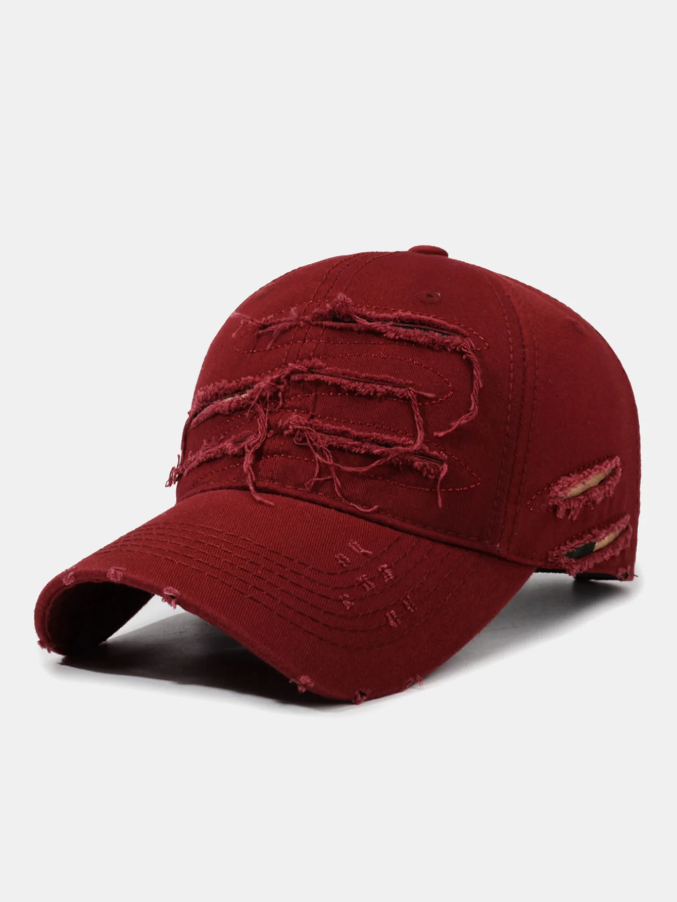 Vintage Baseball Cap With Irregular Distressed Frayed Edges And Tassels - Image 4