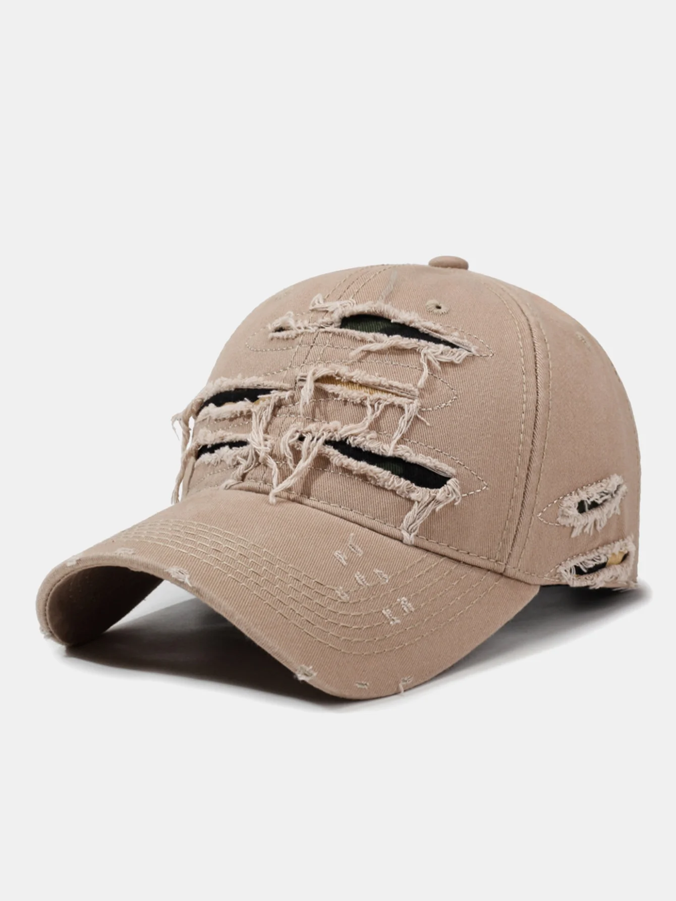 Vintage Baseball Cap With Irregular Distressed Frayed Edges And Tassels - Image 7