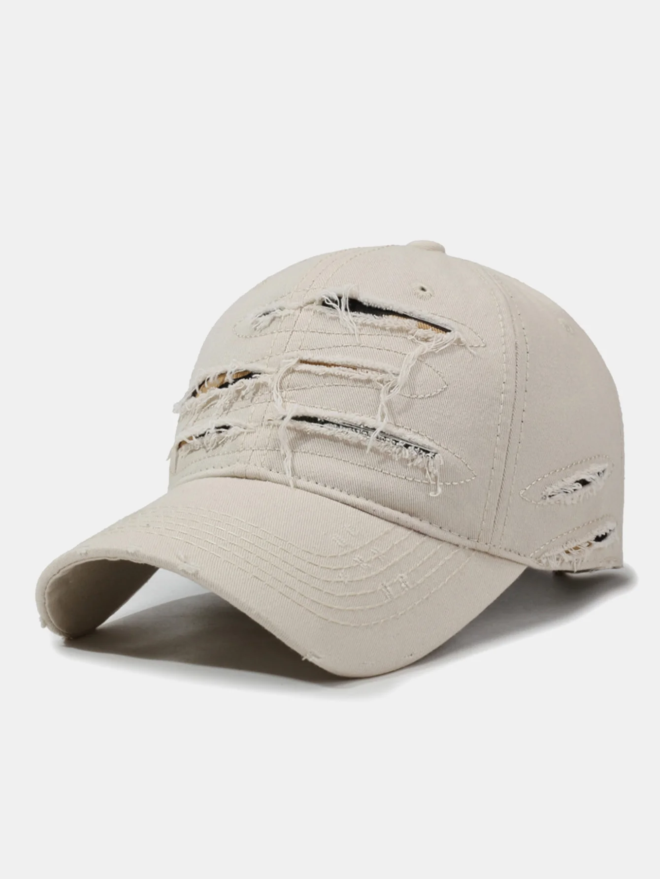 Vintage Baseball Cap With Irregular Distressed Frayed Edges And Tassels - Image 8