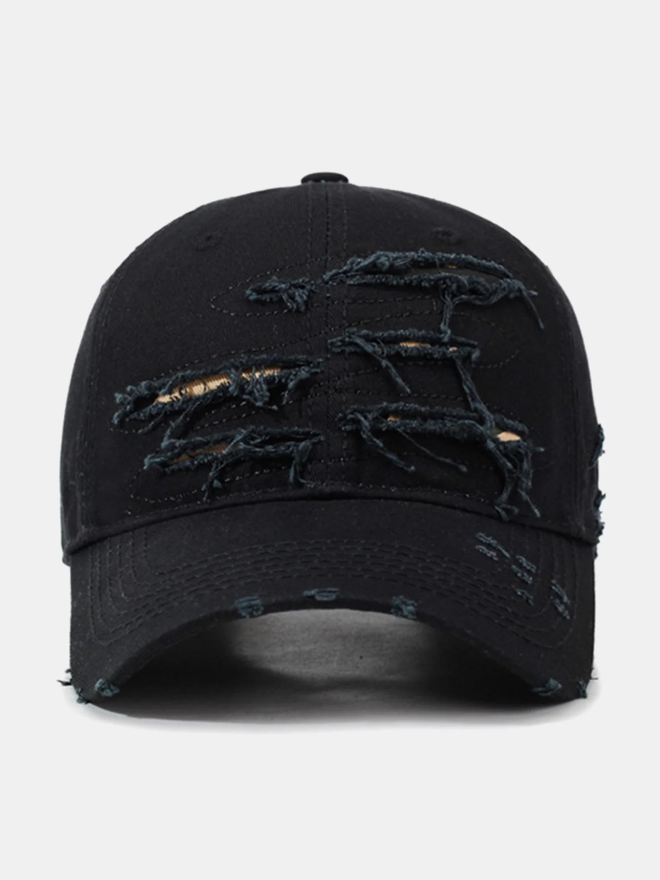 Vintage Baseball Cap With Irregular Distressed Frayed Edges And Tassels - Image 9