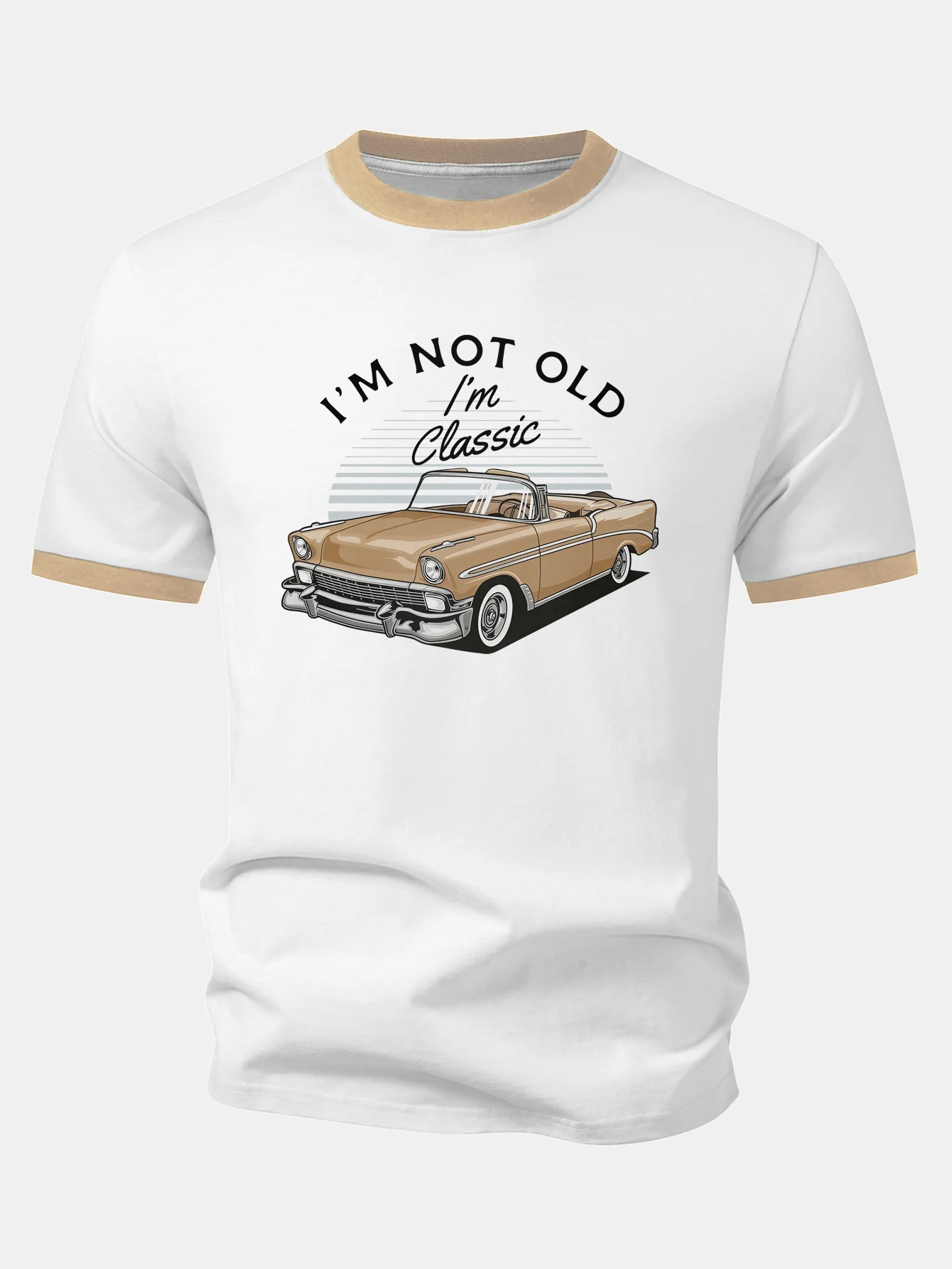 Vintage Car Print Contrast Ringer T-Shirt - Image 6