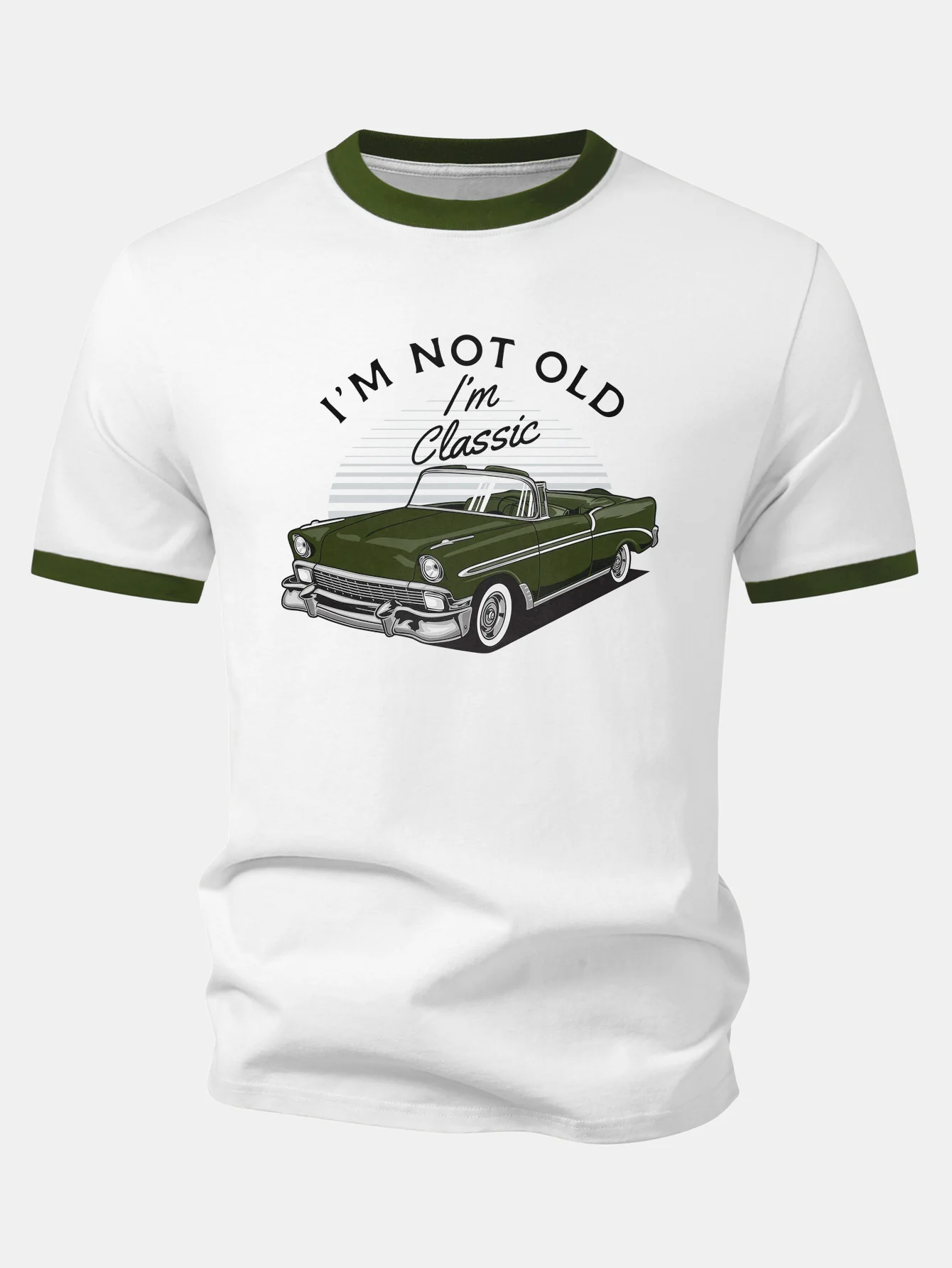 Vintage Car Print Contrast Ringer T-Shirt - Image 7