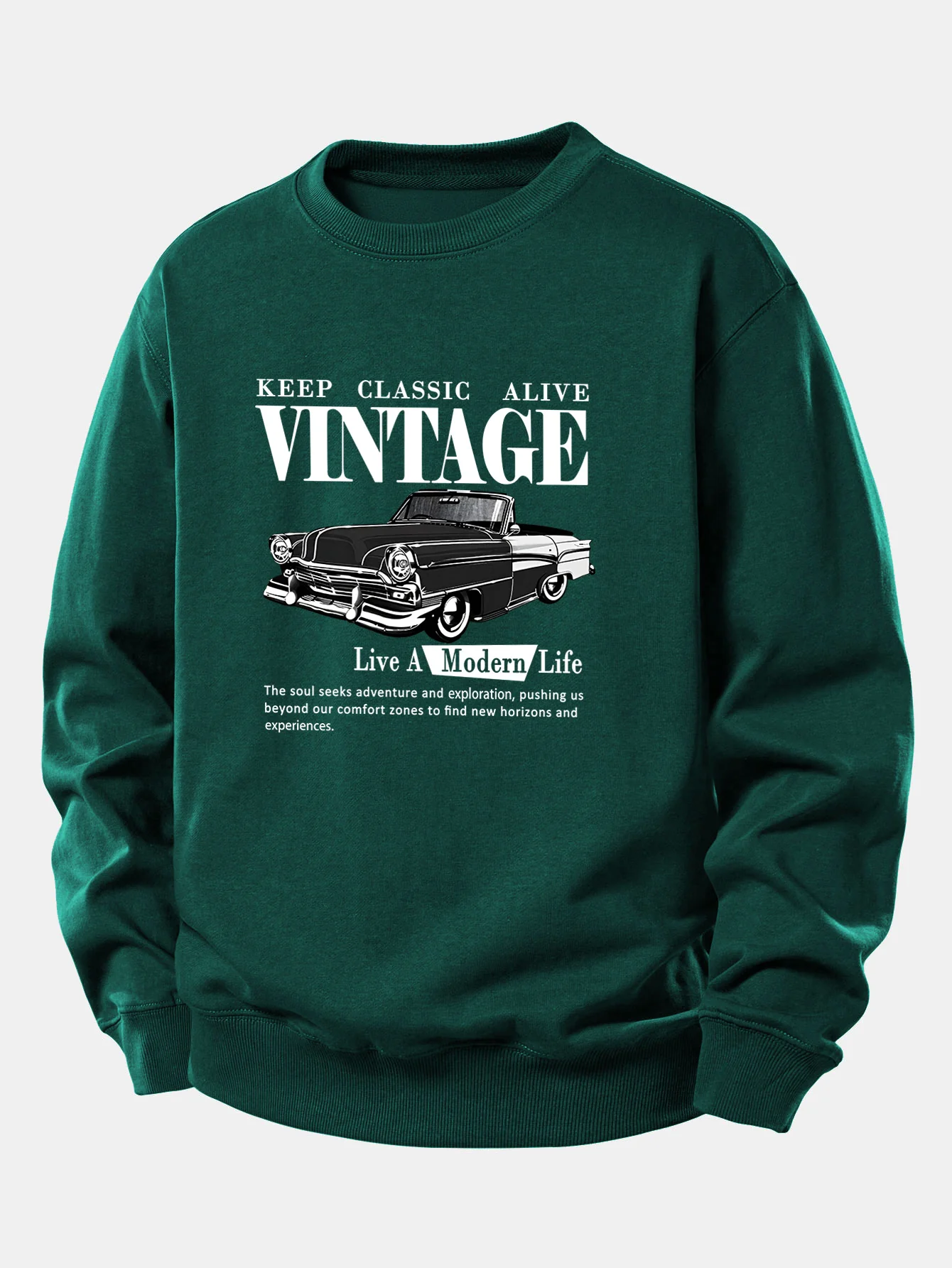 Vintage-Auto-Druck Sweatshirt mit lockerem Schnitt - Image 9