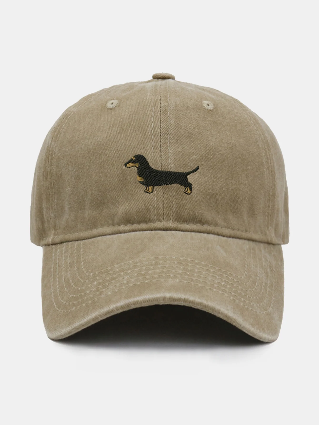 Vintage Cute Cartoon Dachshund Washed Baseball
