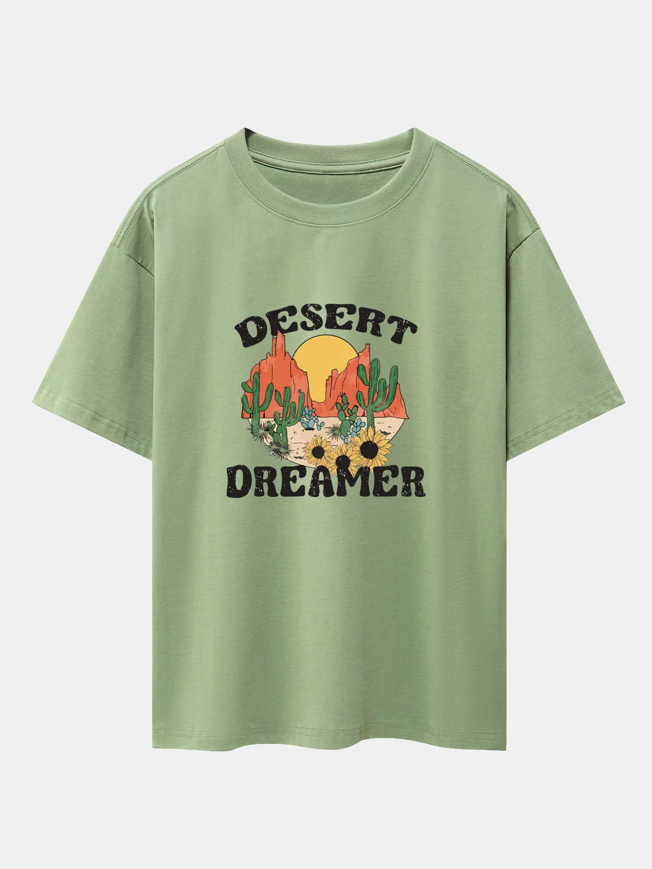 Vintage Wüstenkaktus Druck Schwergewicht Übergröße T-Shirt - Image 2