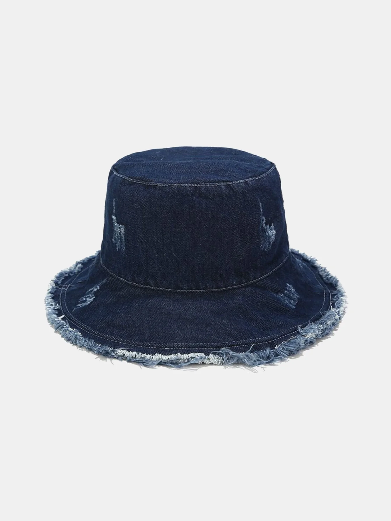 Vintage Abgenutzter Denim Fransen Bucket Hat