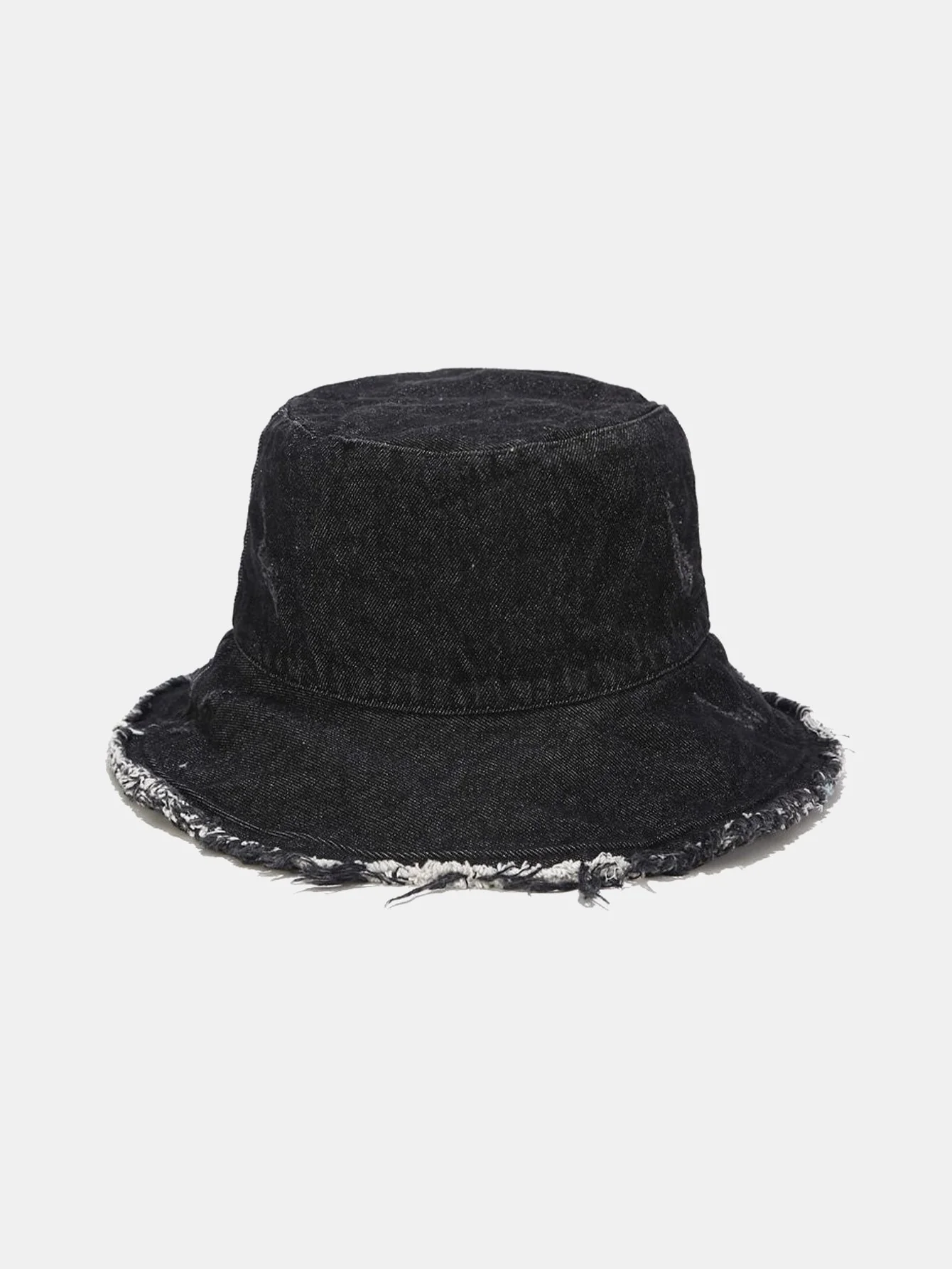 Vintage Abgenutzter Denim Fransen Bucket Hat - Image 3