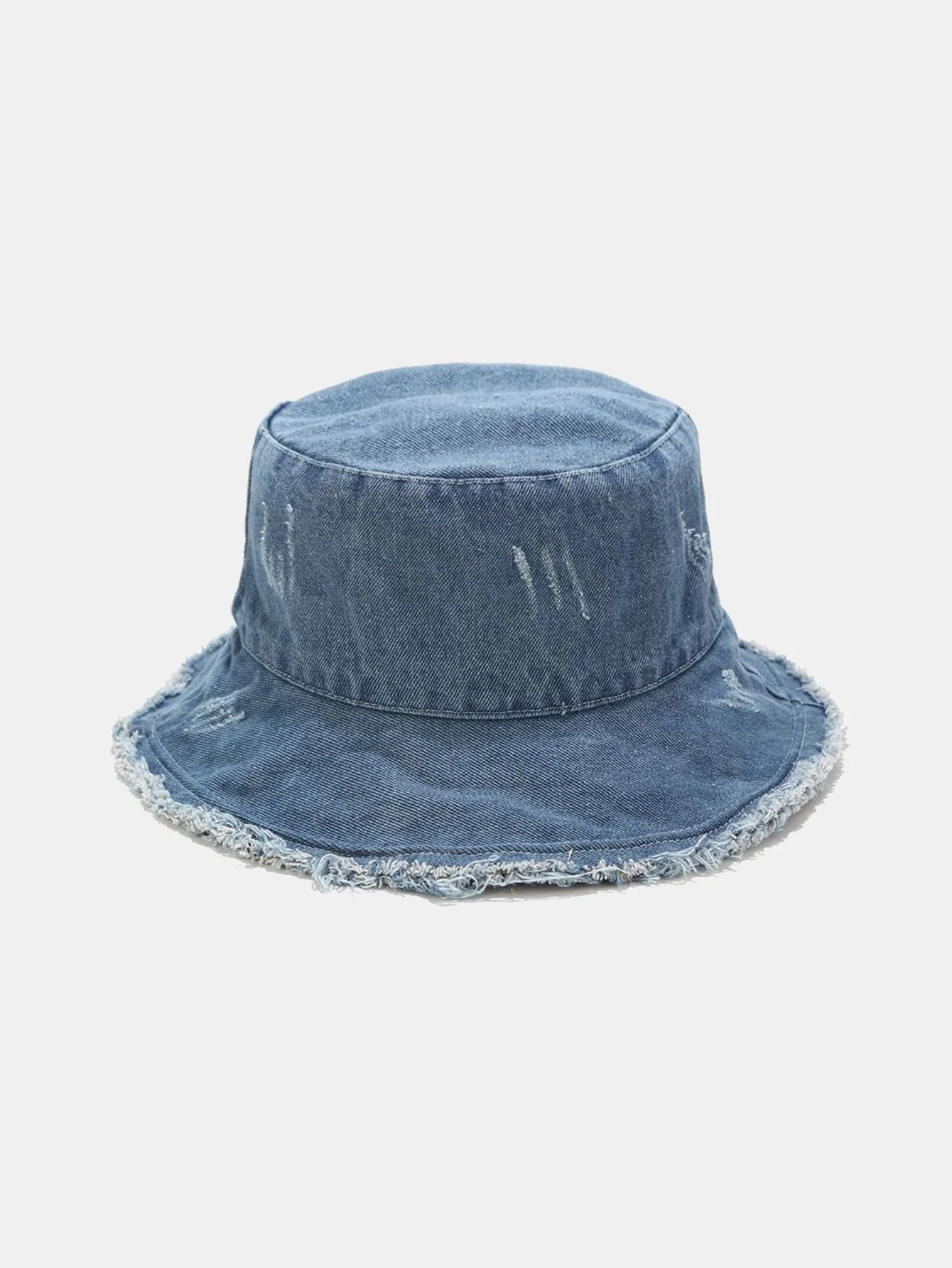 Vintage Abgenutzter Denim Fransen Bucket Hat - Image 4