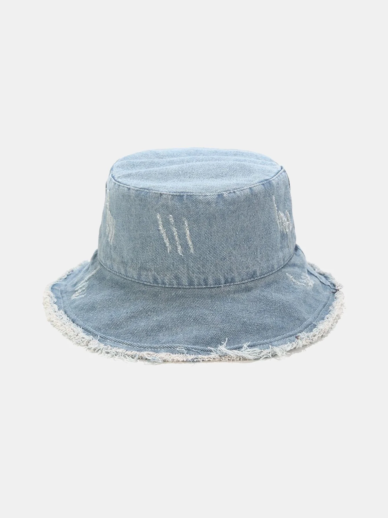 Vintage Abgenutzter Denim Fransen Bucket Hat - Image 5