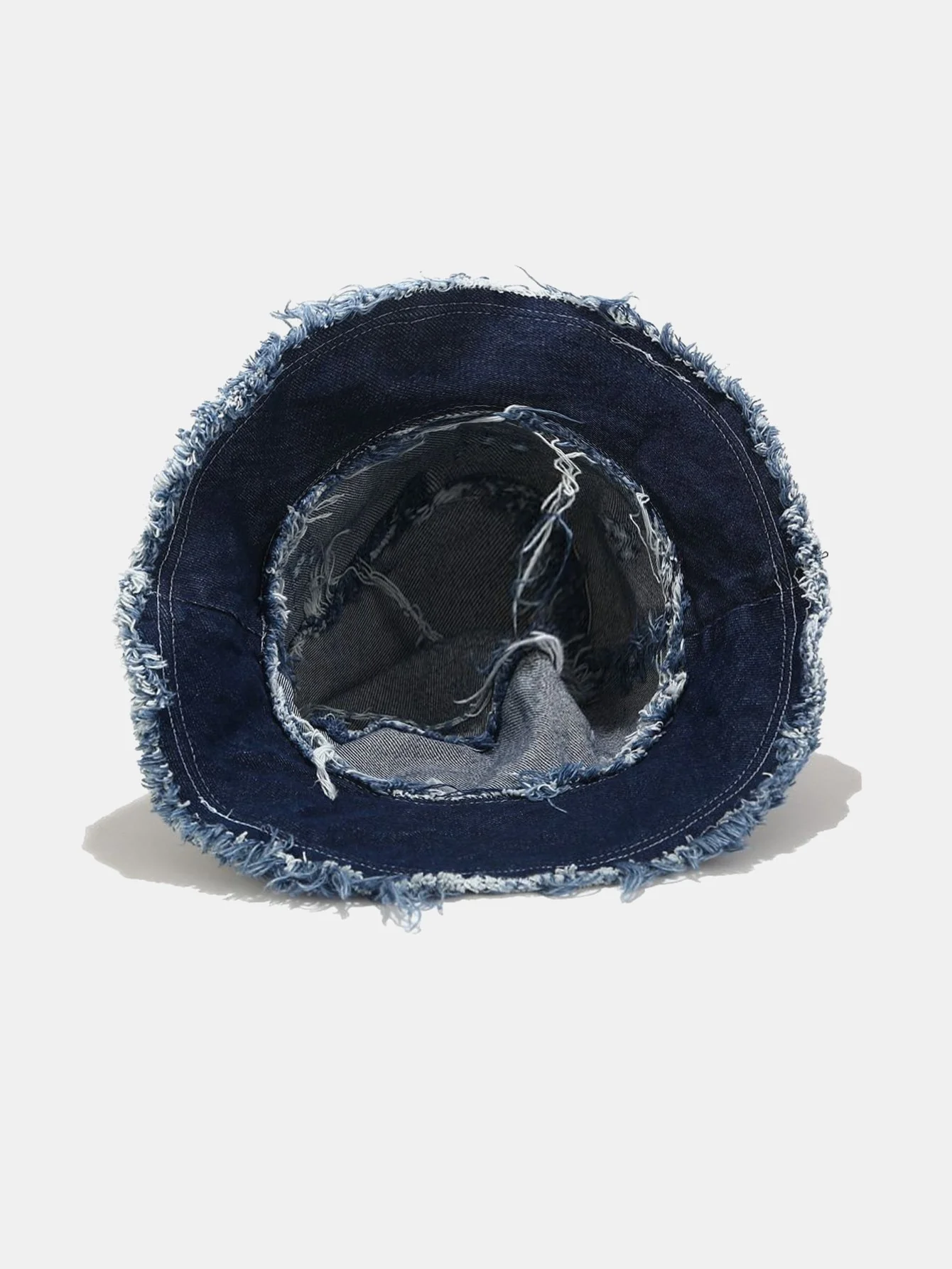 Vintage Abgenutzter Denim Fransen Bucket Hat - Image 6