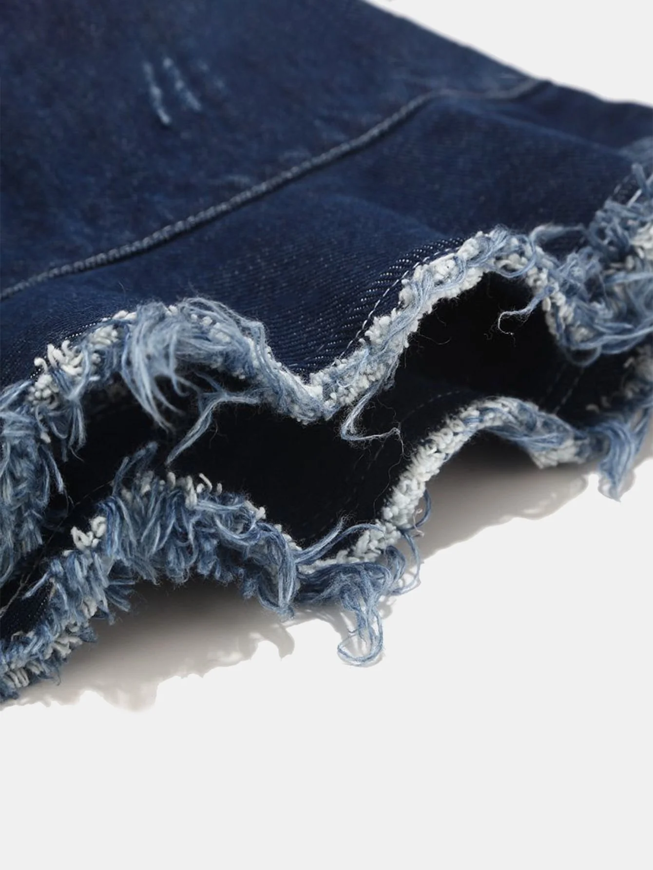 Vintage Abgenutzter Denim Fransen Bucket Hat - Image 7