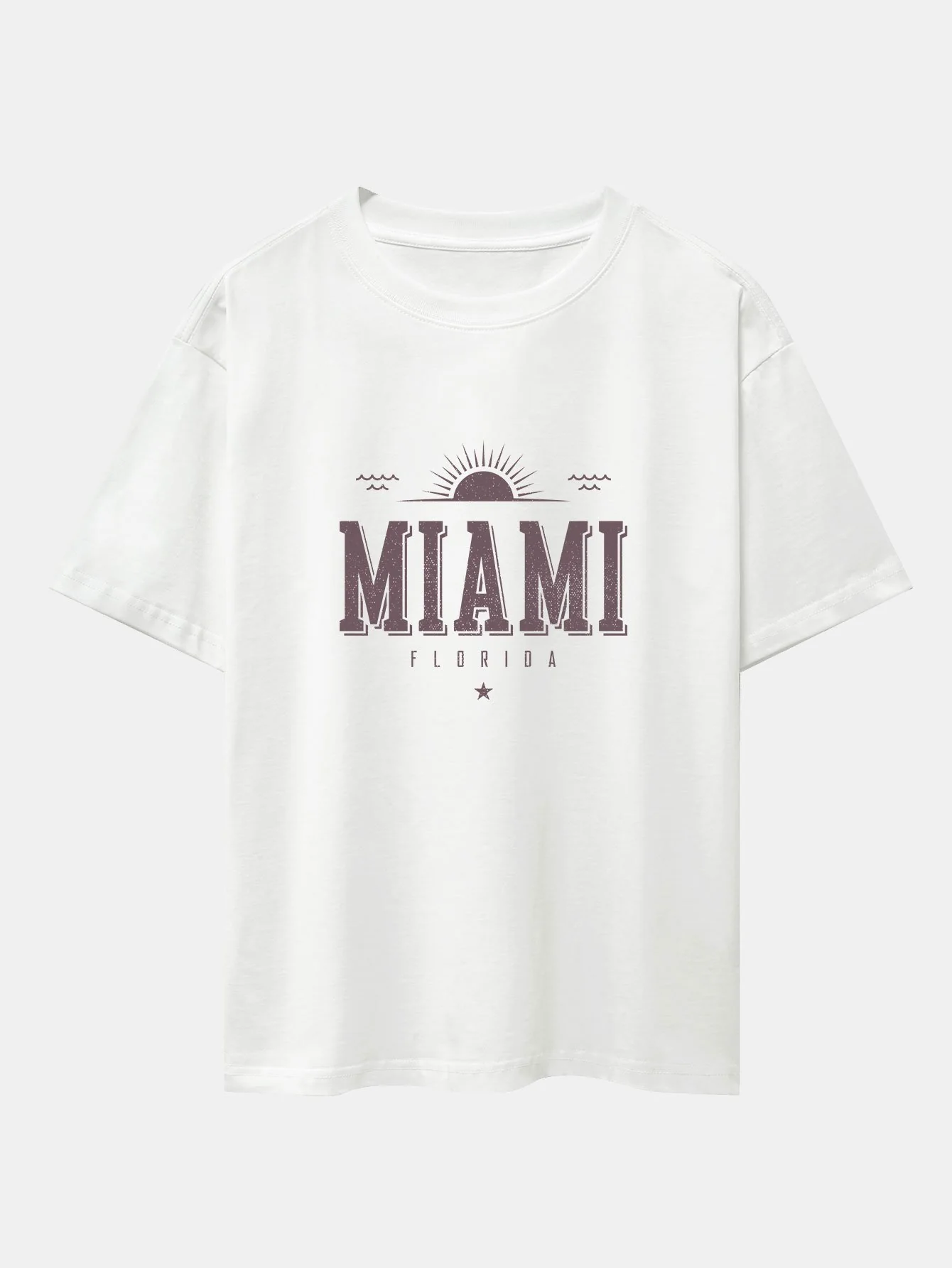 Vintage Miami Buchstaben Druck Schwergewicht Übergröße T-Shirt - Image 2