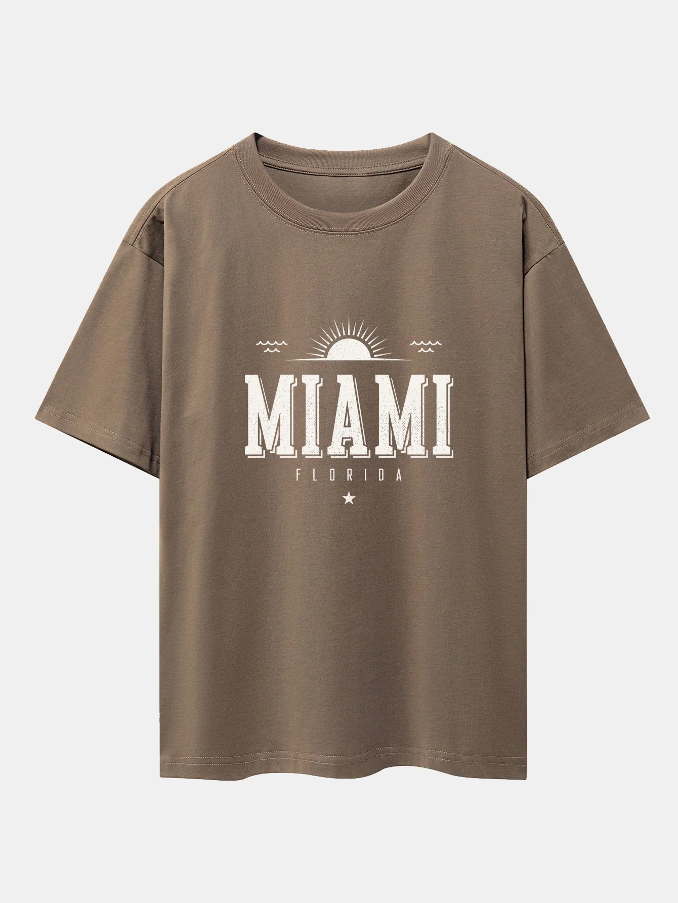 Vintage Miami Buchstaben Druck Schwergewicht Übergröße T-Shirt - Image 3