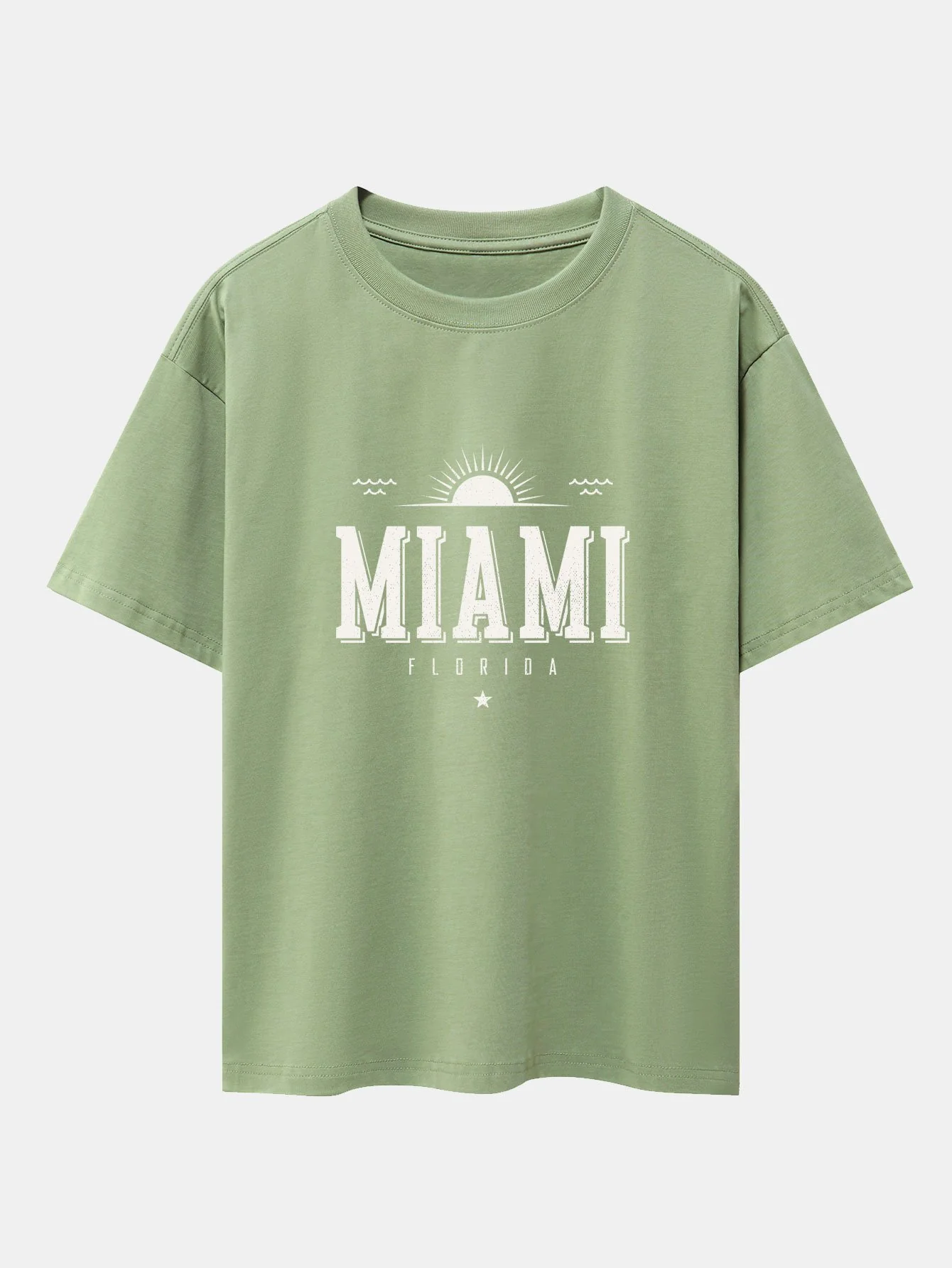 Vintage Miami Buchstaben Druck Schwergewicht Übergröße T-Shirt - Image 5