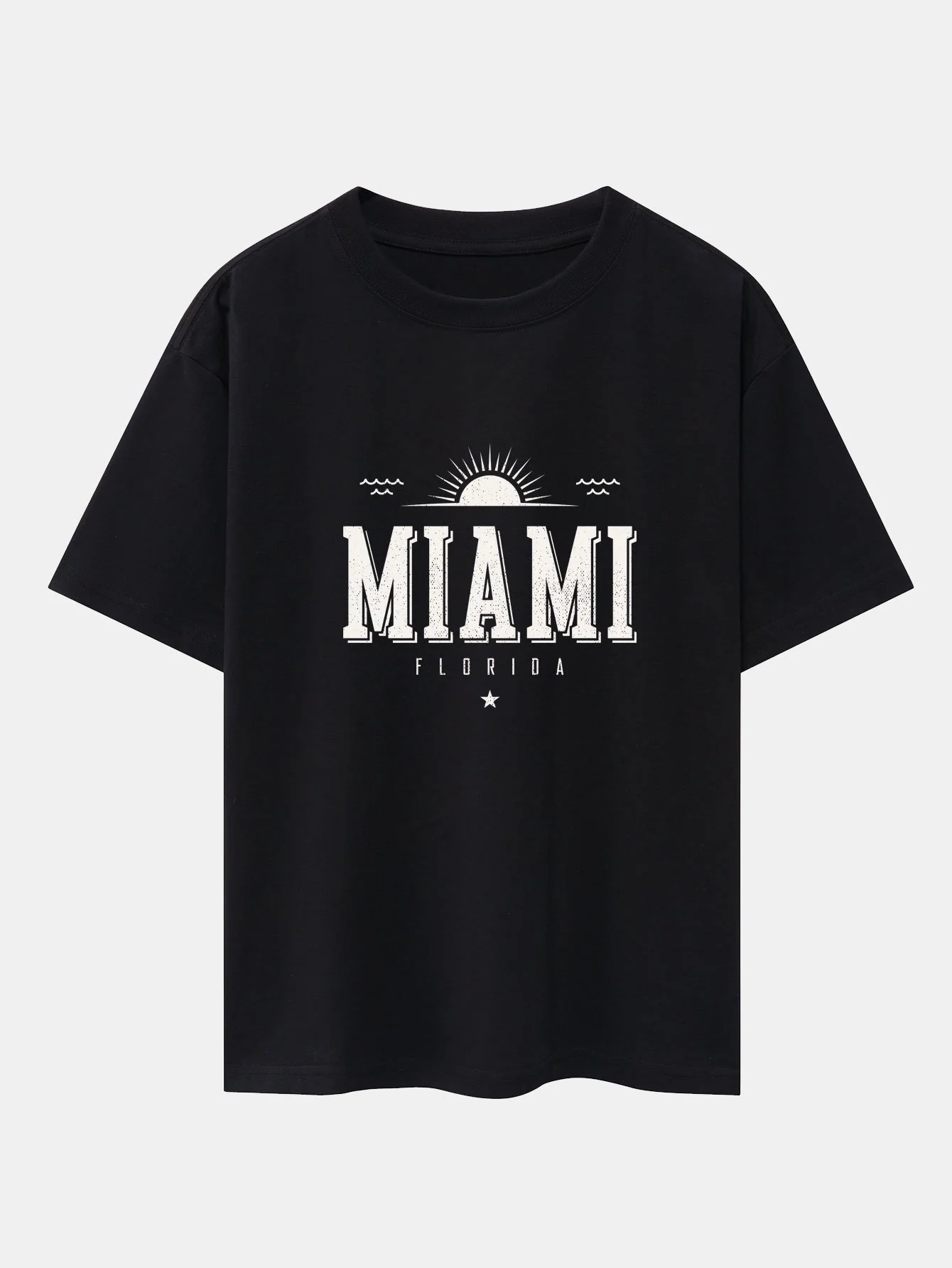 Vintage Miami Buchstaben Druck Schwergewicht Übergröße T-Shirt - Image 6