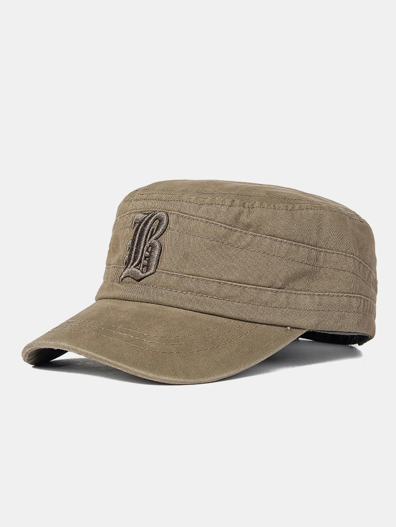 Vintage Military-Style Embroidered Flat Cap With A Casual Visor