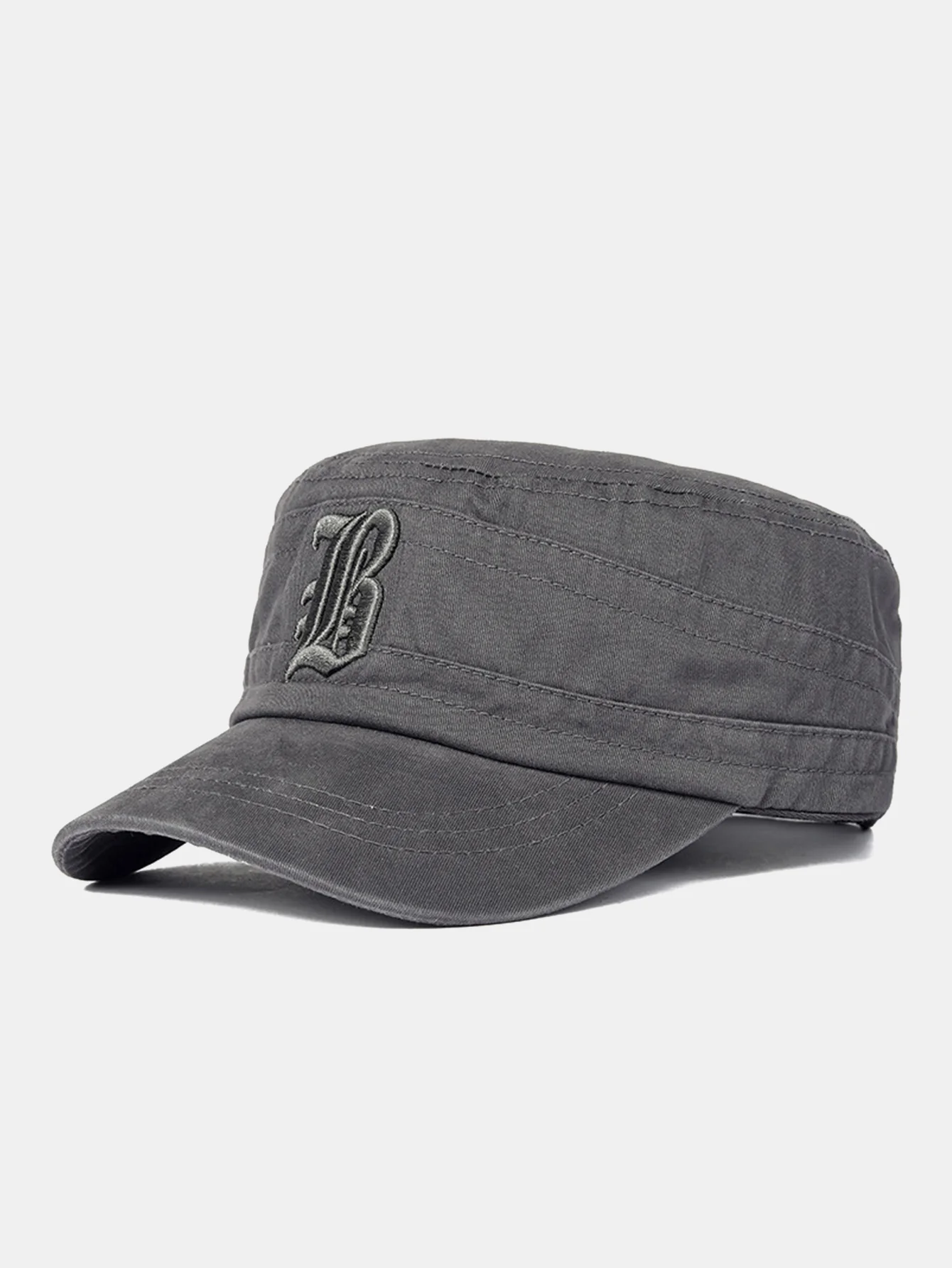 Vintage Military-Style Embroidered Flat Cap With A Casual Visor - Image 4