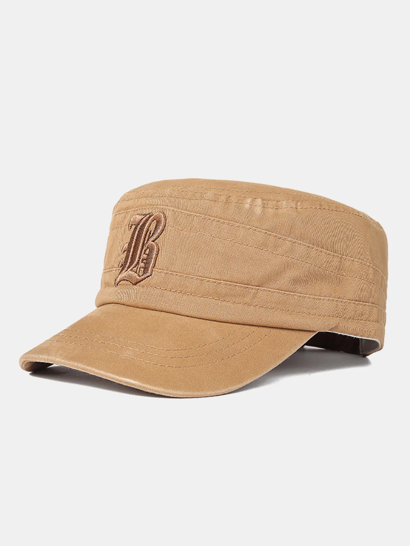 Vintage Military-Style Embroidered Flat Cap With A Casual Visor - Image 5