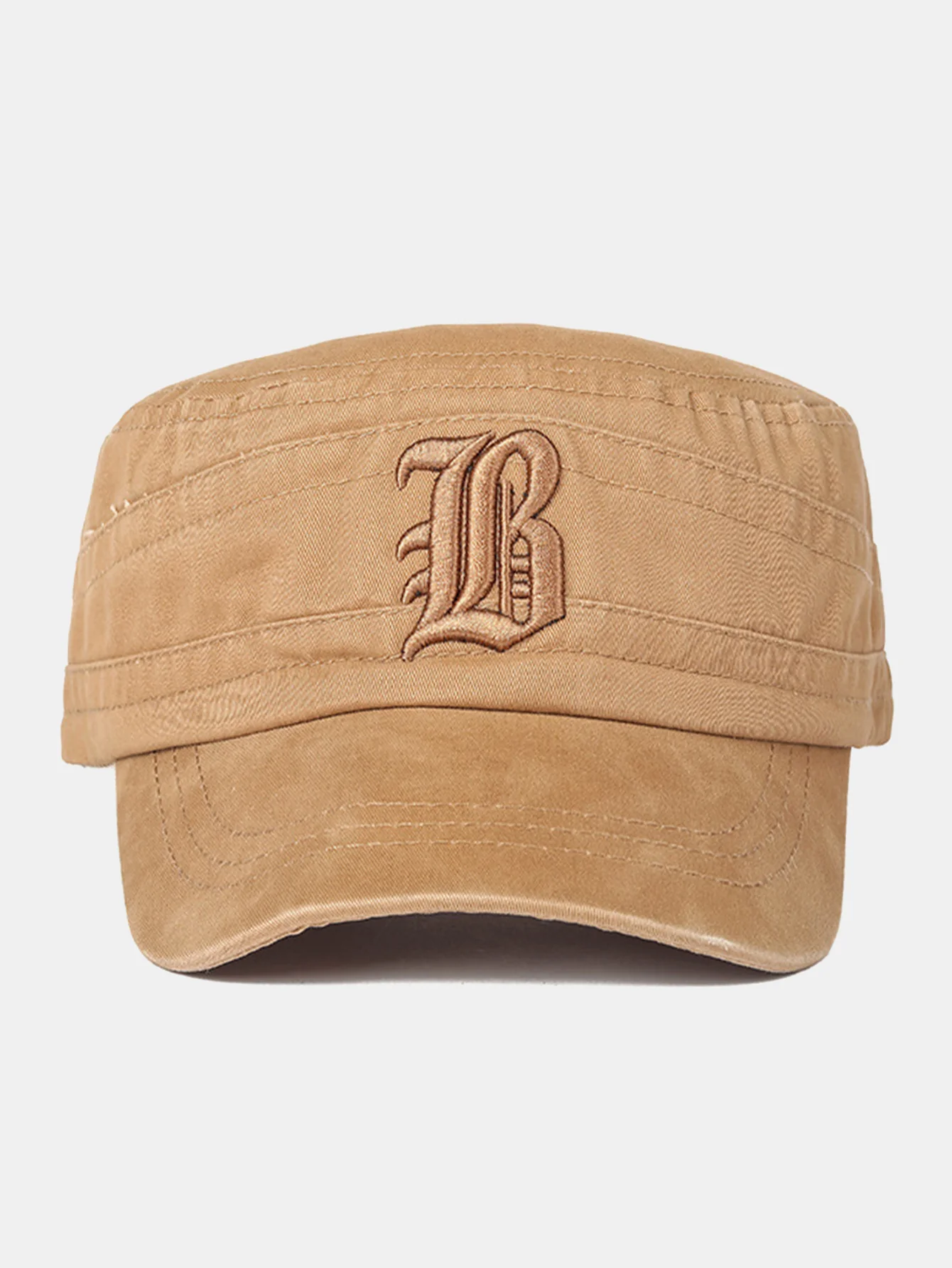 Vintage Military-Style Embroidered Flat Cap With A Casual Visor - Image 8