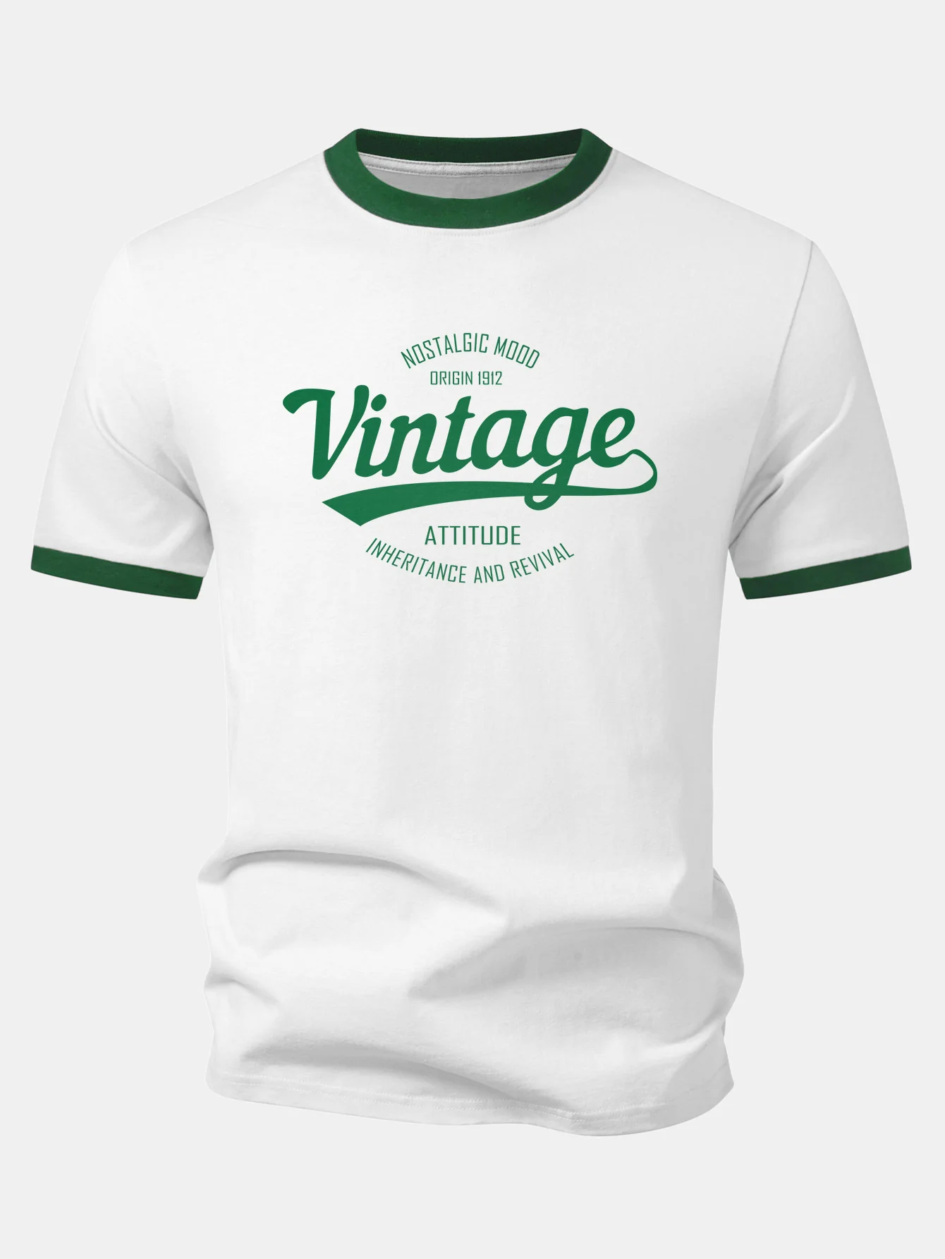 Vintage Print Contrast Ringer T-Shirt