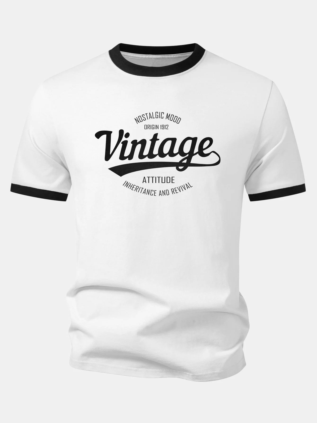 Vintage Print Contrast Ringer T-Shirt - Image 2