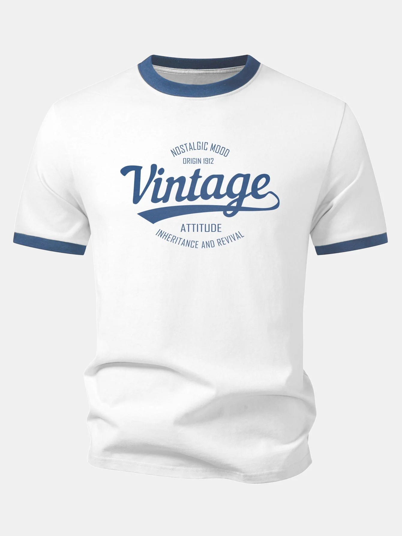 Vintage Print Contrast Ringer T-Shirt - Image 4