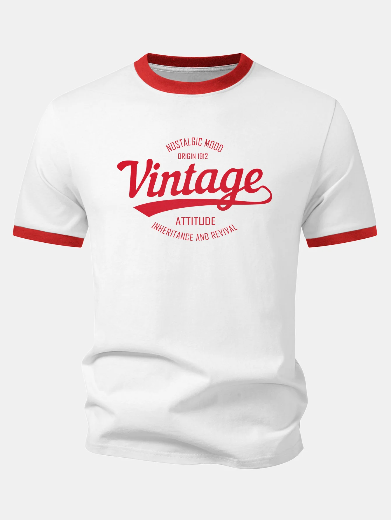 Vintage Print Contrast Ringer T-Shirt - Image 5