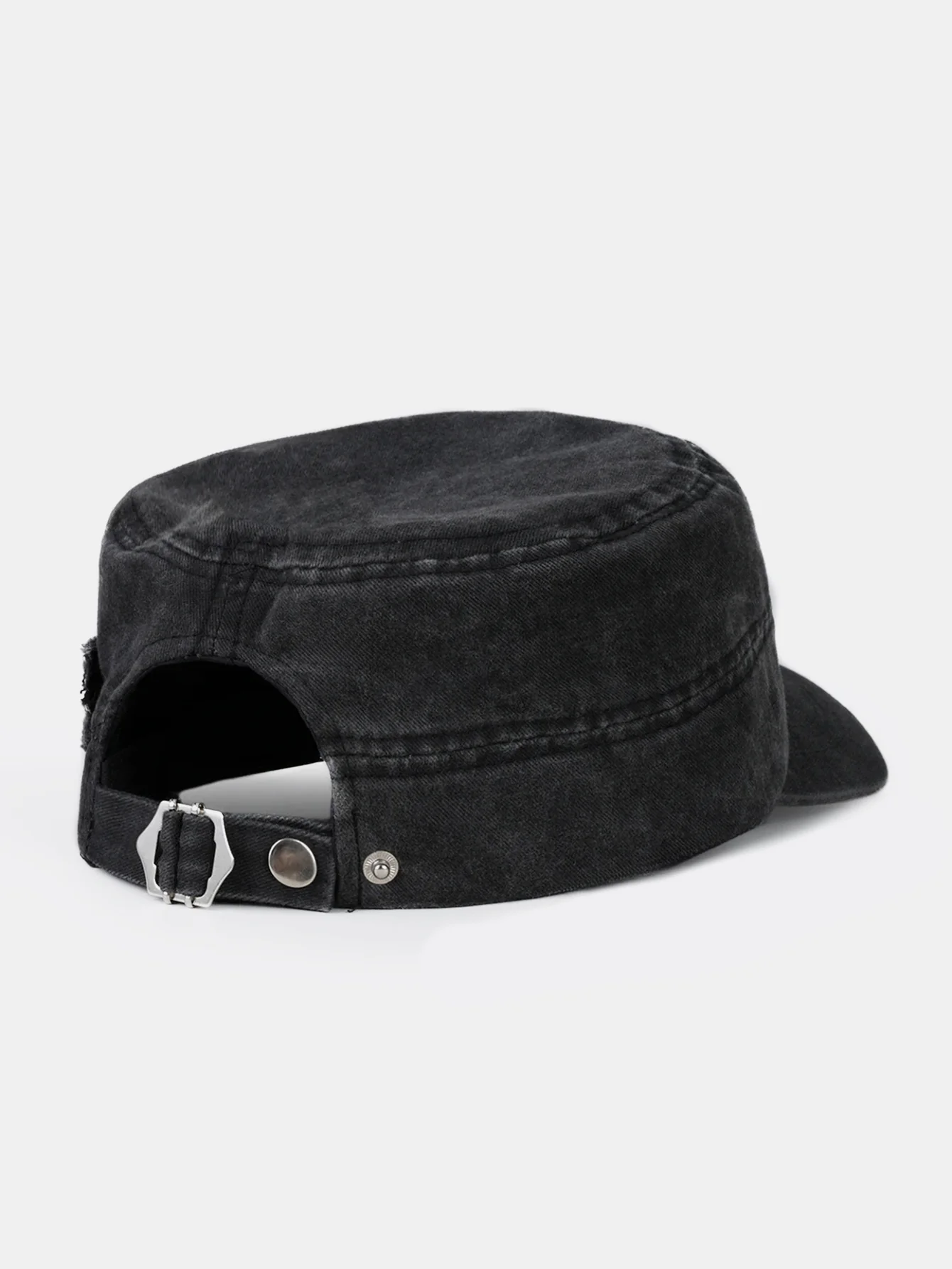 Vintage Rivet Washed Flat Top Cap Niche American Retro Beret Distressed Look Cap - Image 4