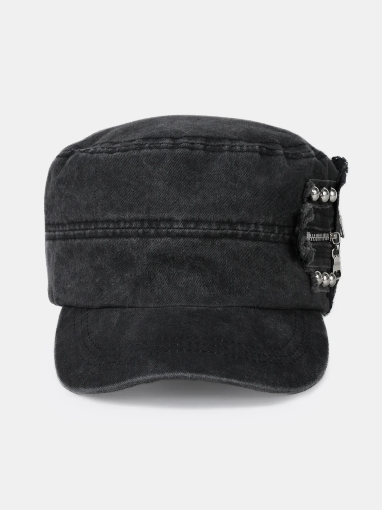 Vintage Rivet Washed Flat Top Cap Niche American Retro Beret Distressed Look Cap - Image 7