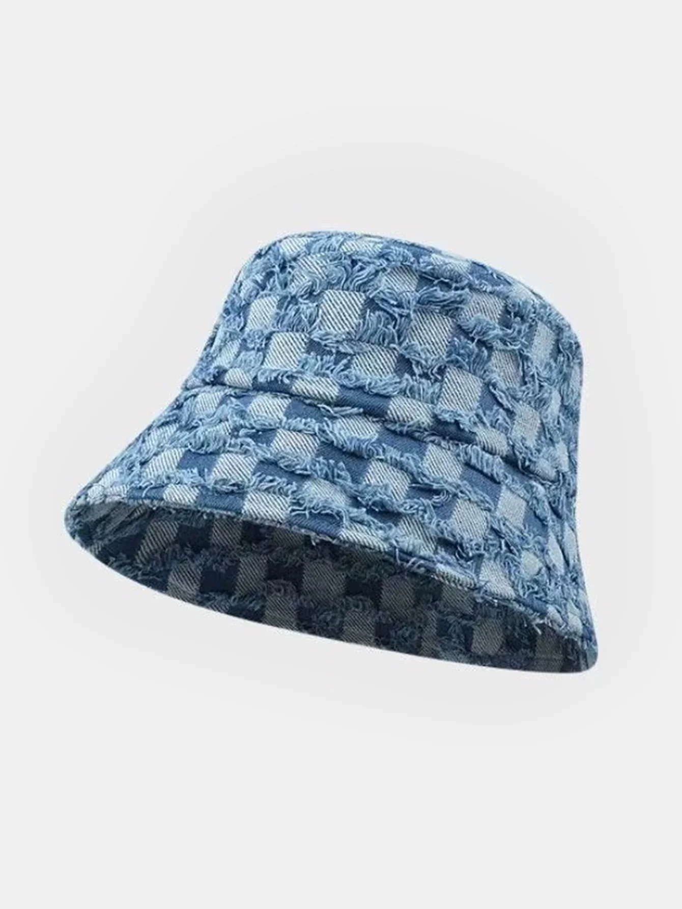 Vintage gewaschene Denim-Schachbrett-Basin-Hut - Image 3