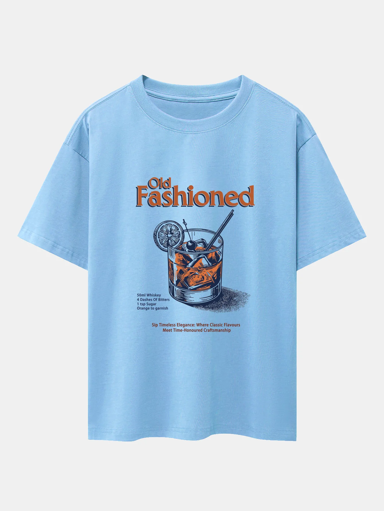 Vintage Whiskey Print Drop Shoulder Oversize T-Shirt - Image 10