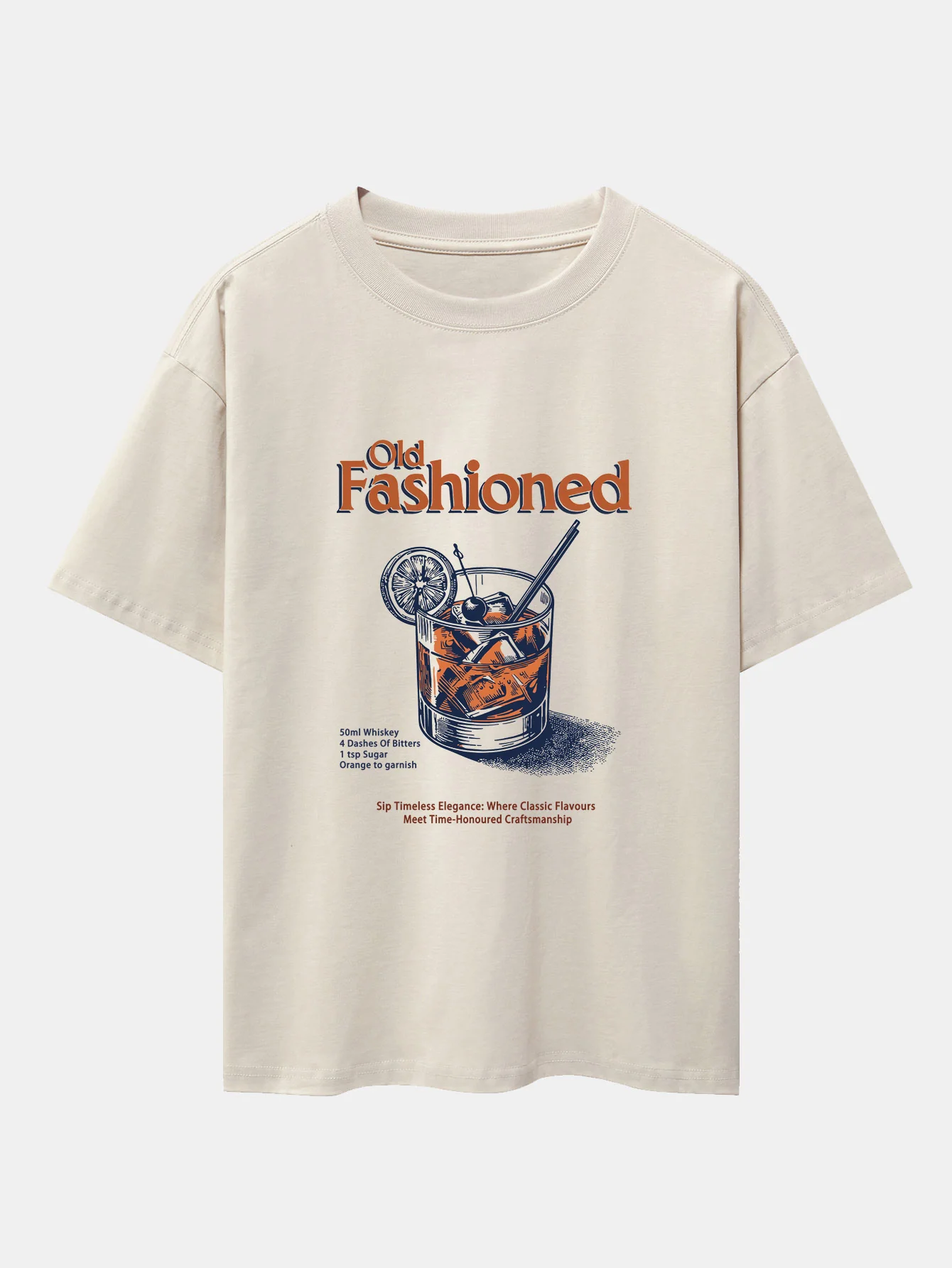 Vintage Whiskey Print Drop Shoulder Oversize T-Shirt - Image 2