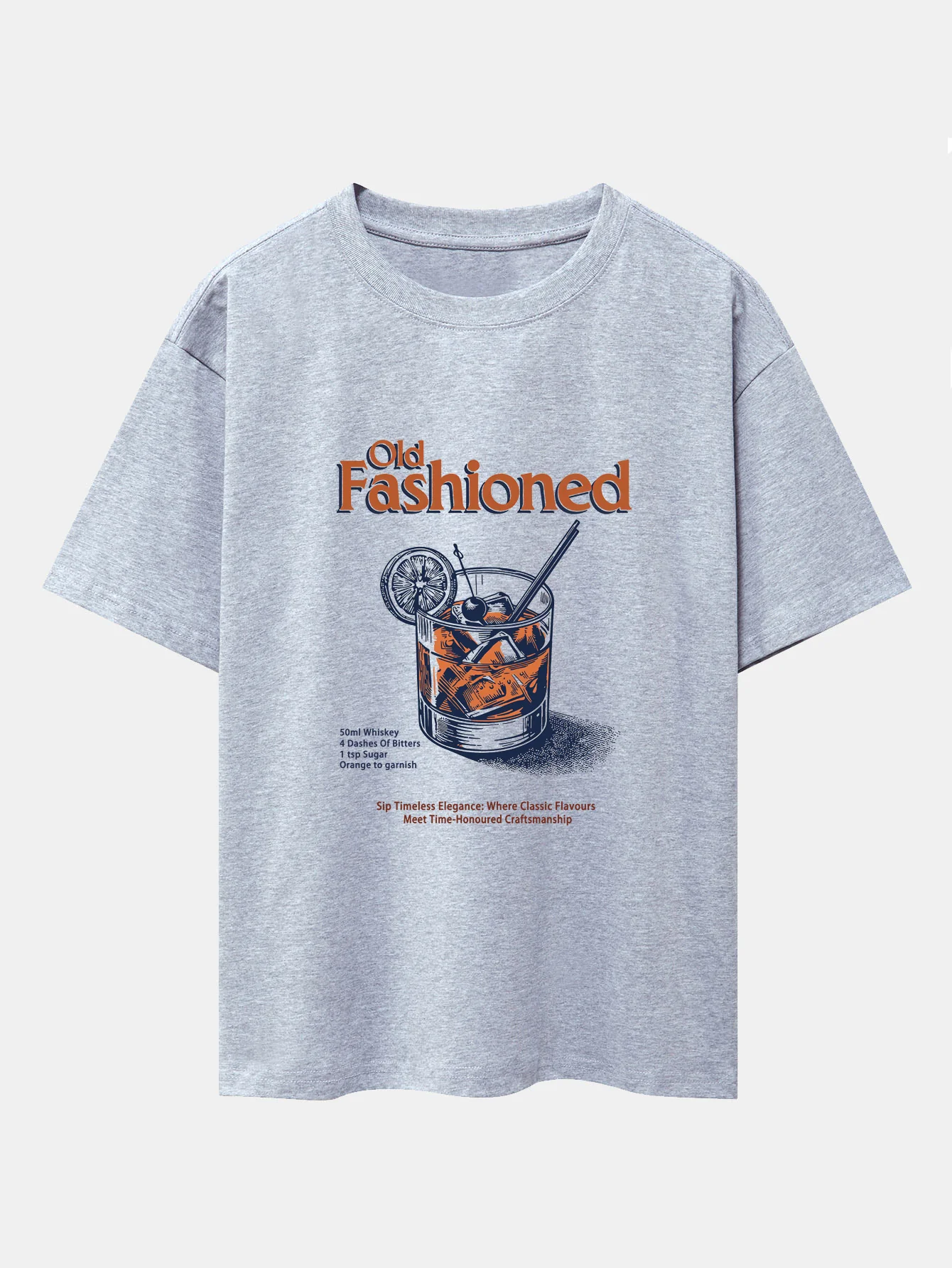 Vintage Whiskey Print Drop Shoulder Oversize T-Shirt - Image 3